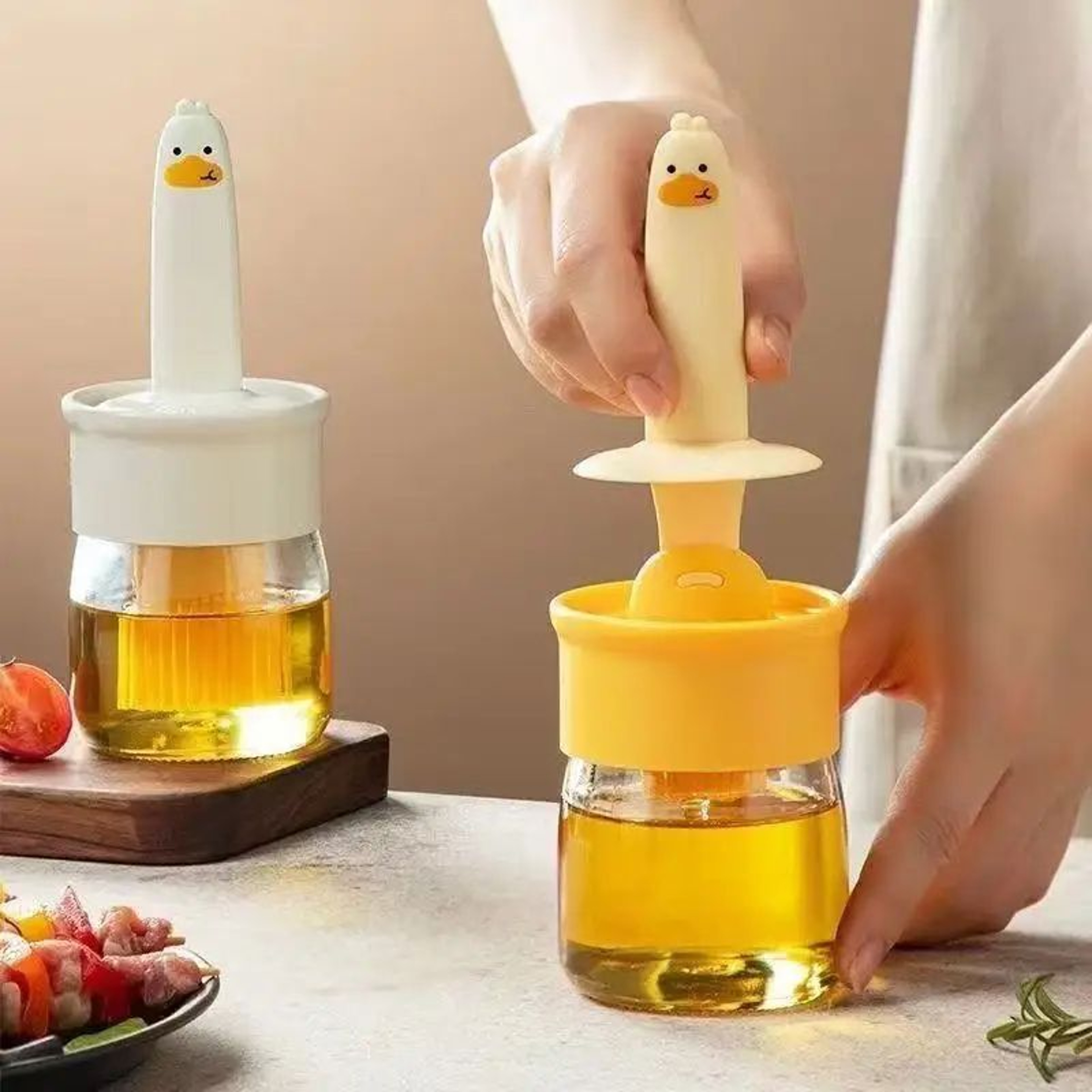 Glass Oil Dispenser With Silicone Basting Brush2in1 LeakResistant Oil Dispenser With Brush For Cook 0