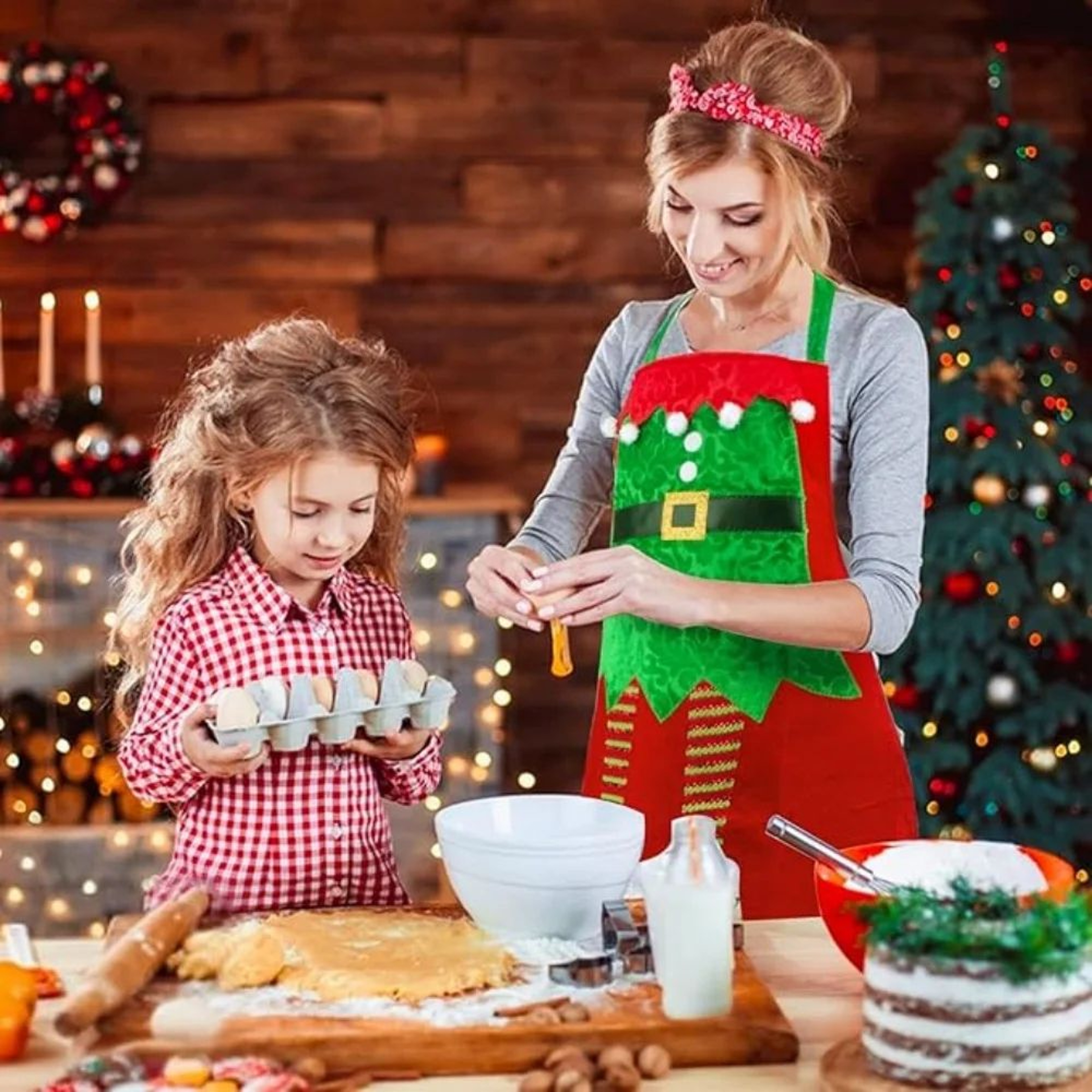 Santa Claus Waterproof Kitchen Apron  Funny Christmas Apron For Cooking Baking  BBQ 2