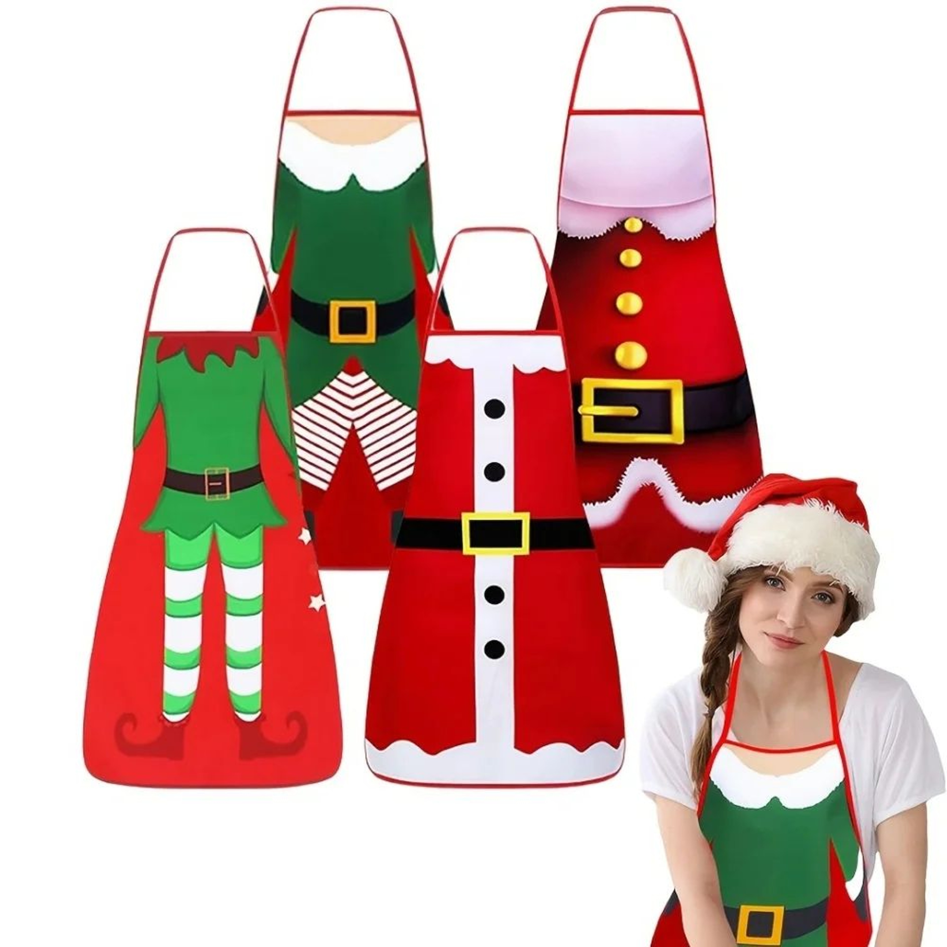 Santa Claus Waterproof Kitchen Apron  Funny Christmas Apron For Cooking Baking  BBQ 6