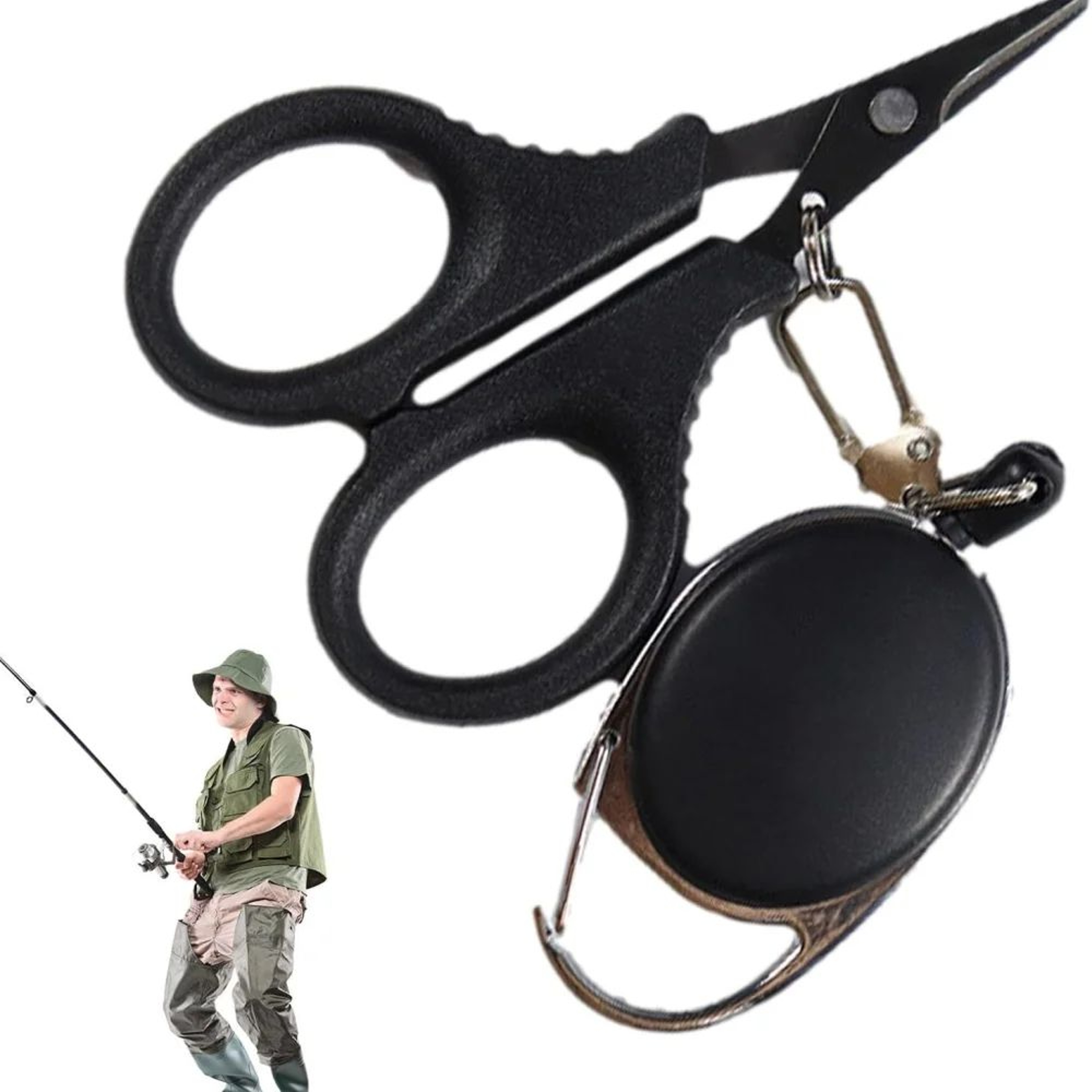 Stainless Steel Braided Line Scissors With Retractable Lanyard  Fast Clean Fishing Line Cutter For  0