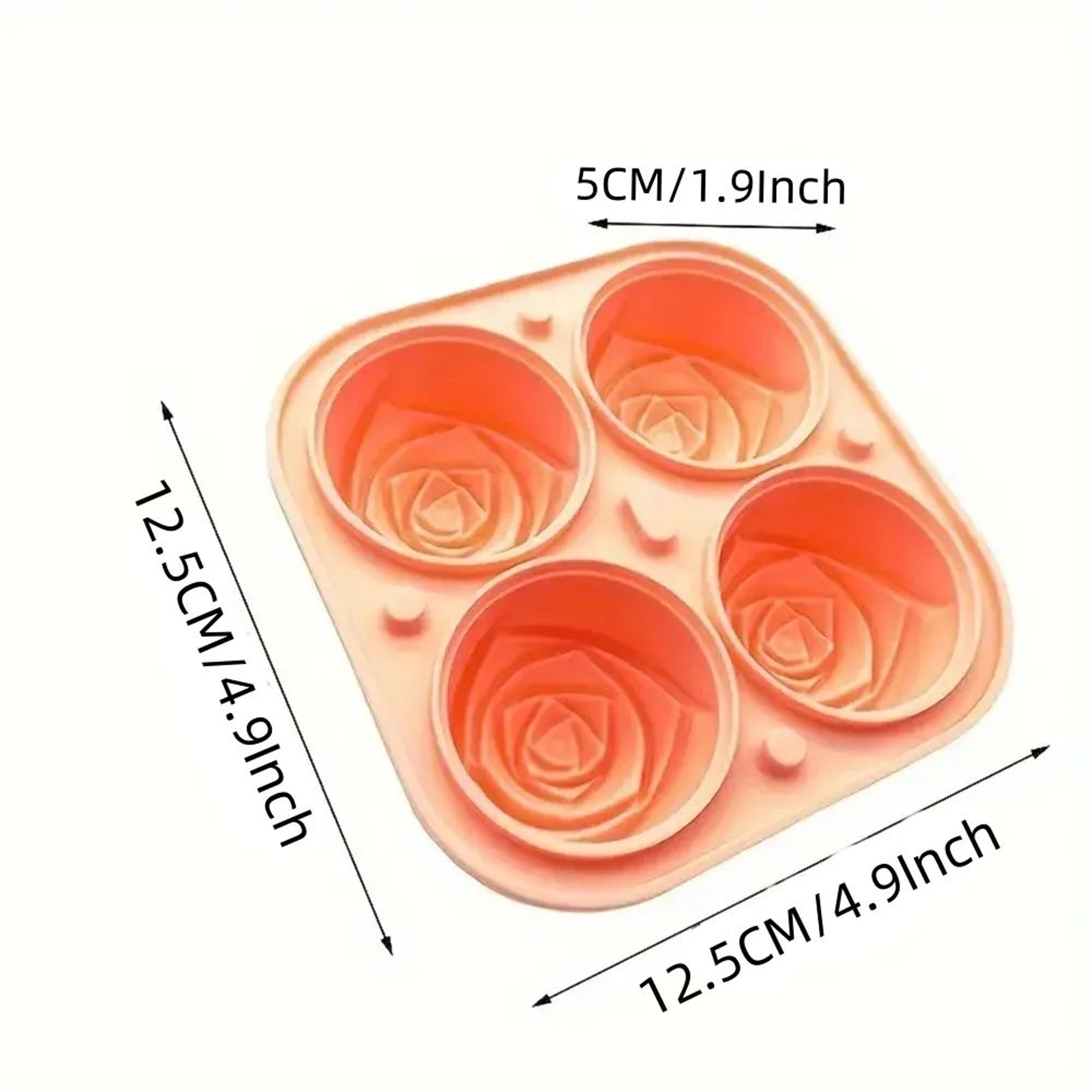 3D Rose Ice Cube Tray  4Cavity Silicone Ice Mold For Flower Shaped Ice Cubes Cocktails  Whiskey 1