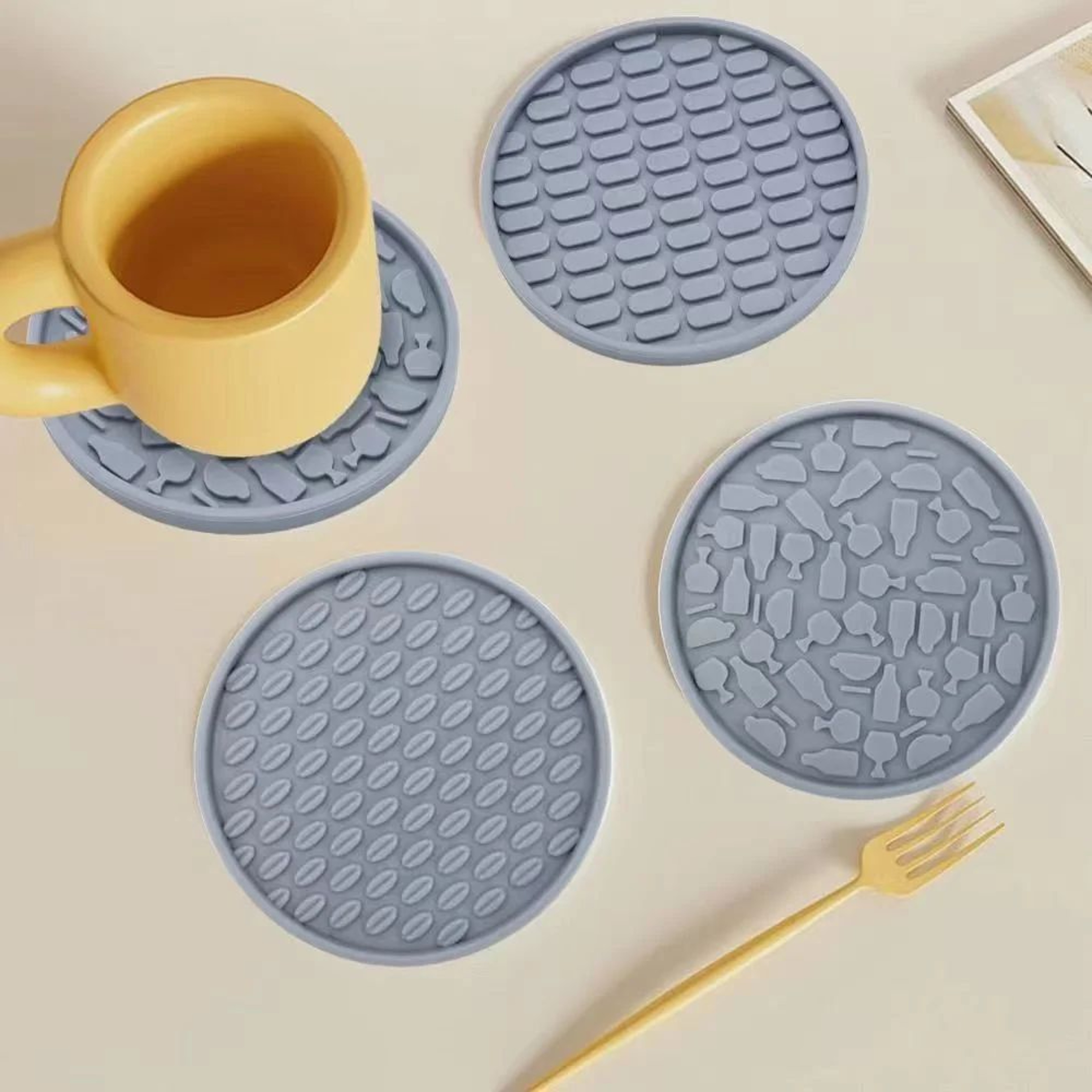 Silicone Coasters With Holder Set Of 6  Thick NonSlip Drink Coasters For Hot  Cold Drinks 2