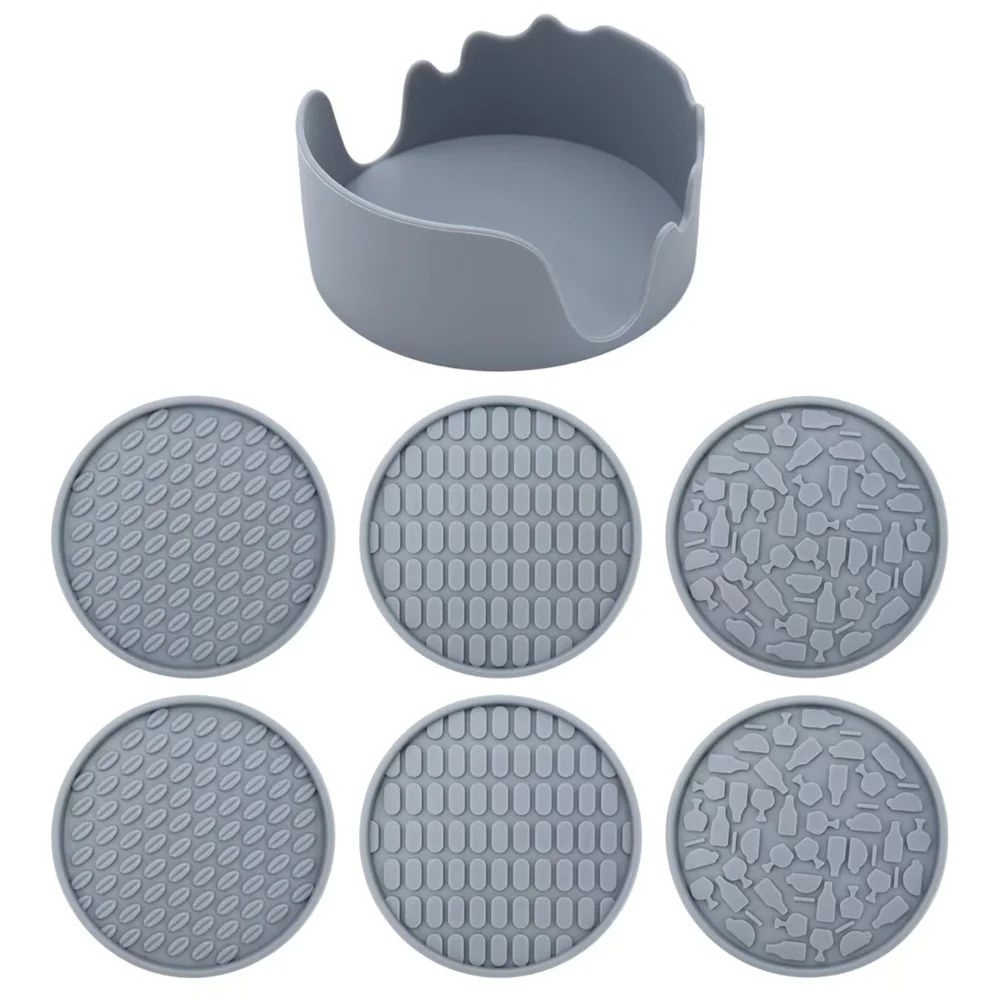 Silicone Coasters With Holder Set Of 6  Thick NonSlip Drink Coasters For Hot  Cold Drinks 7