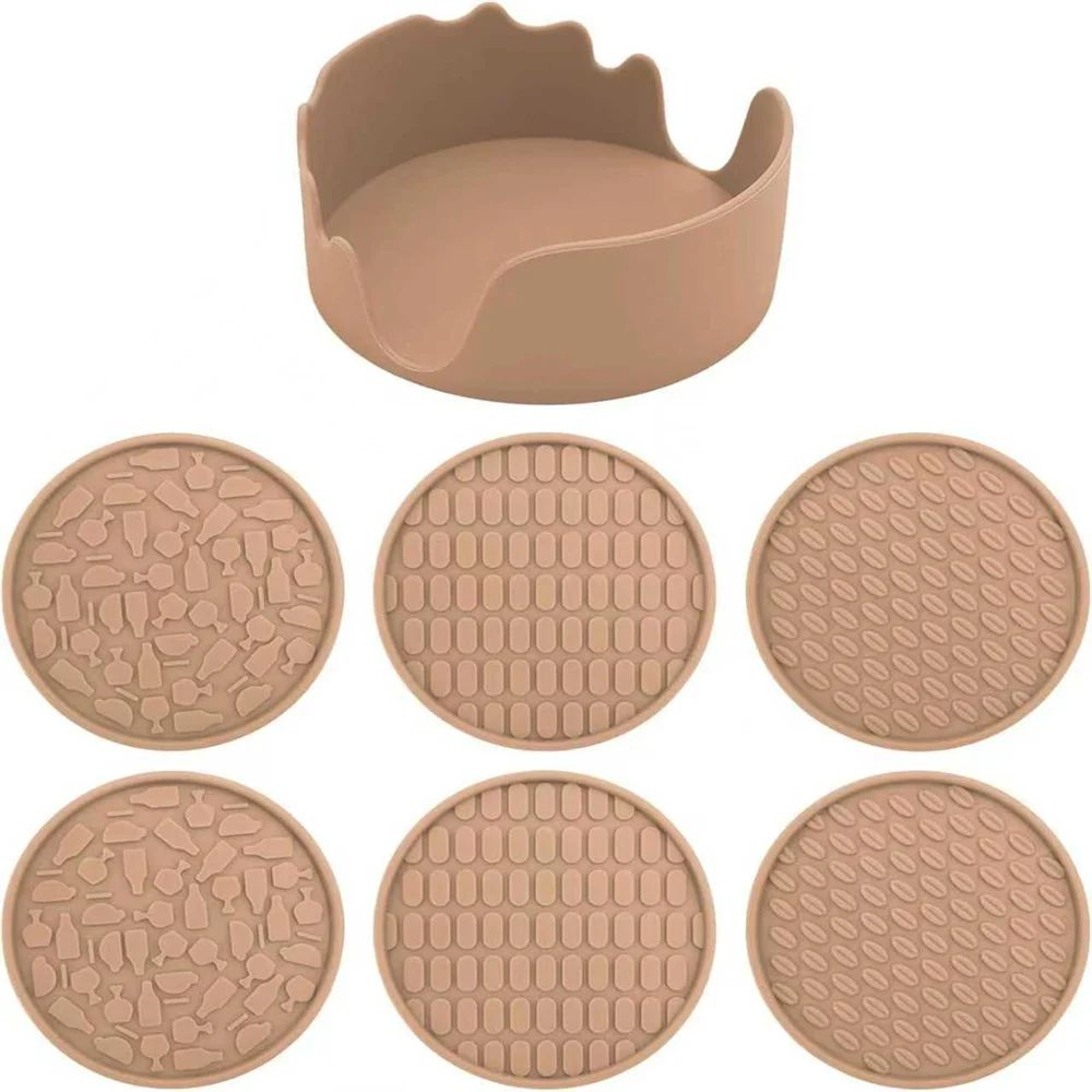 Silicone Coasters With Holder Set Of 6  Thick NonSlip Drink Coasters For Hot  Cold Drinks 6