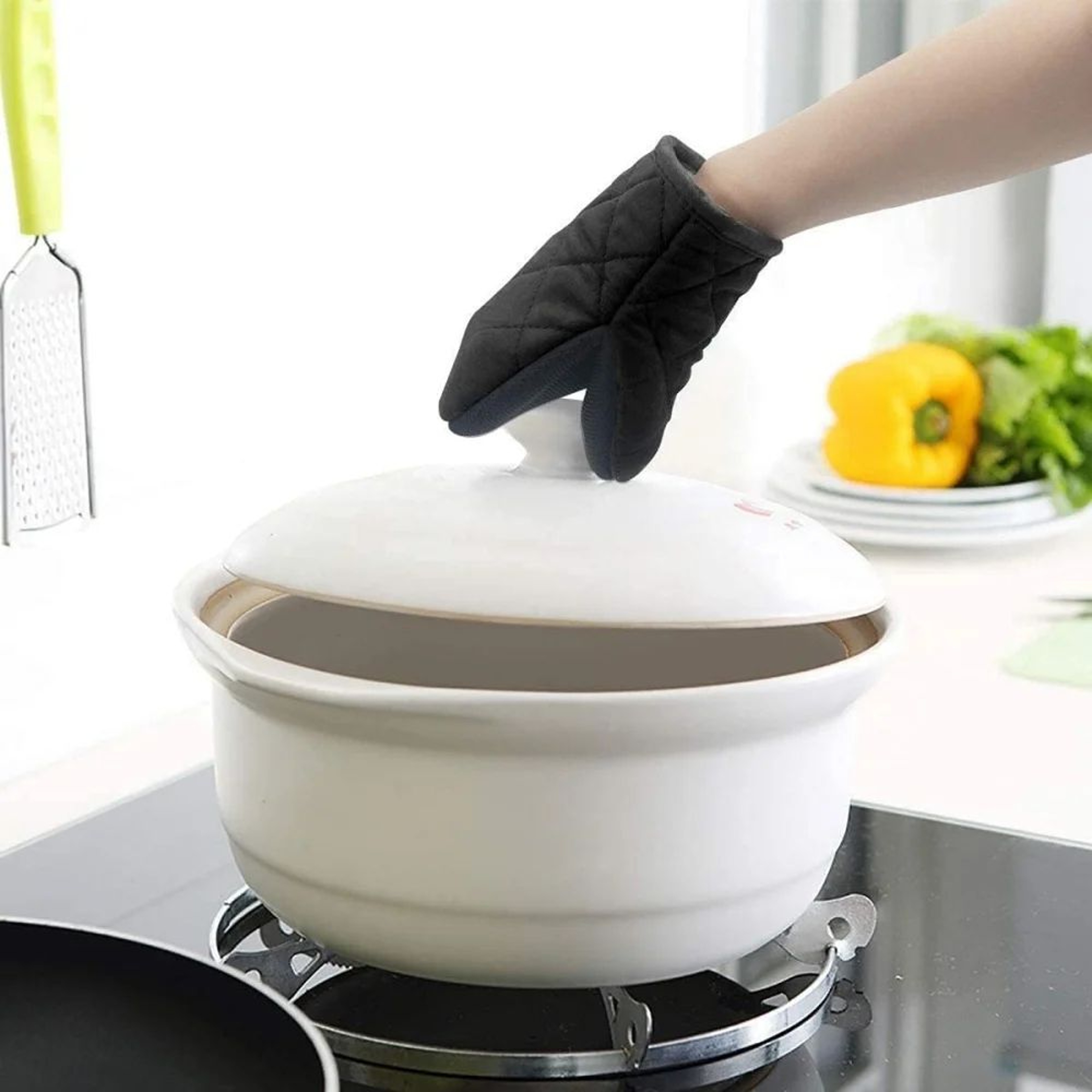 500F Heat Resistant Oven Mitts With NonSlip Grip  Safe Grilling Mitts For Baking BBQ  Cooking 2