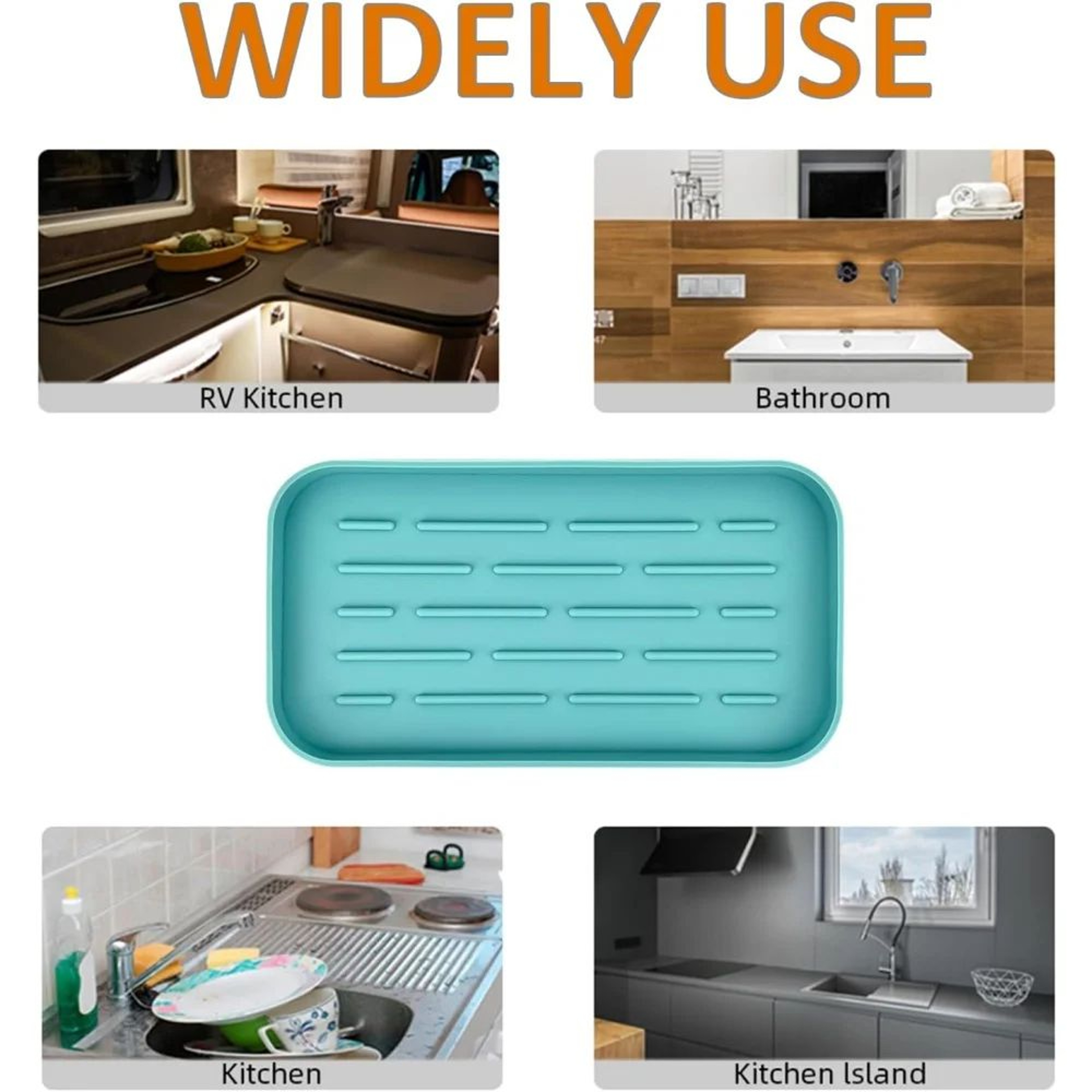 Flexible Silicone Sink Organizer Tray With Drainage  Kitchen Sink Tray For Soap Dispenser  Sponge H 5