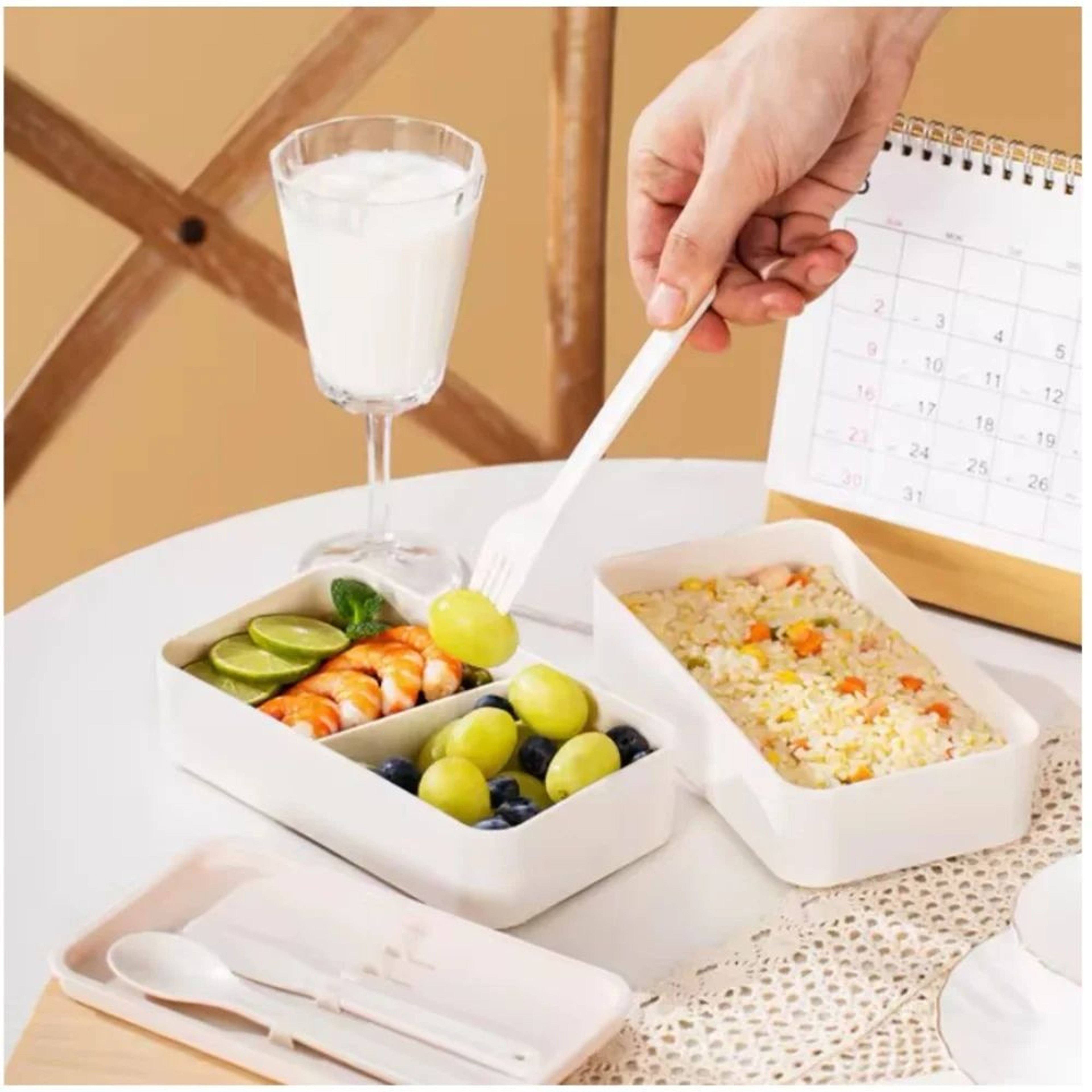Adult Bento Lunch Box 2Tier Meal Prep Container With Cutlery  Microwave Safe DishwasherFriendly 120 2