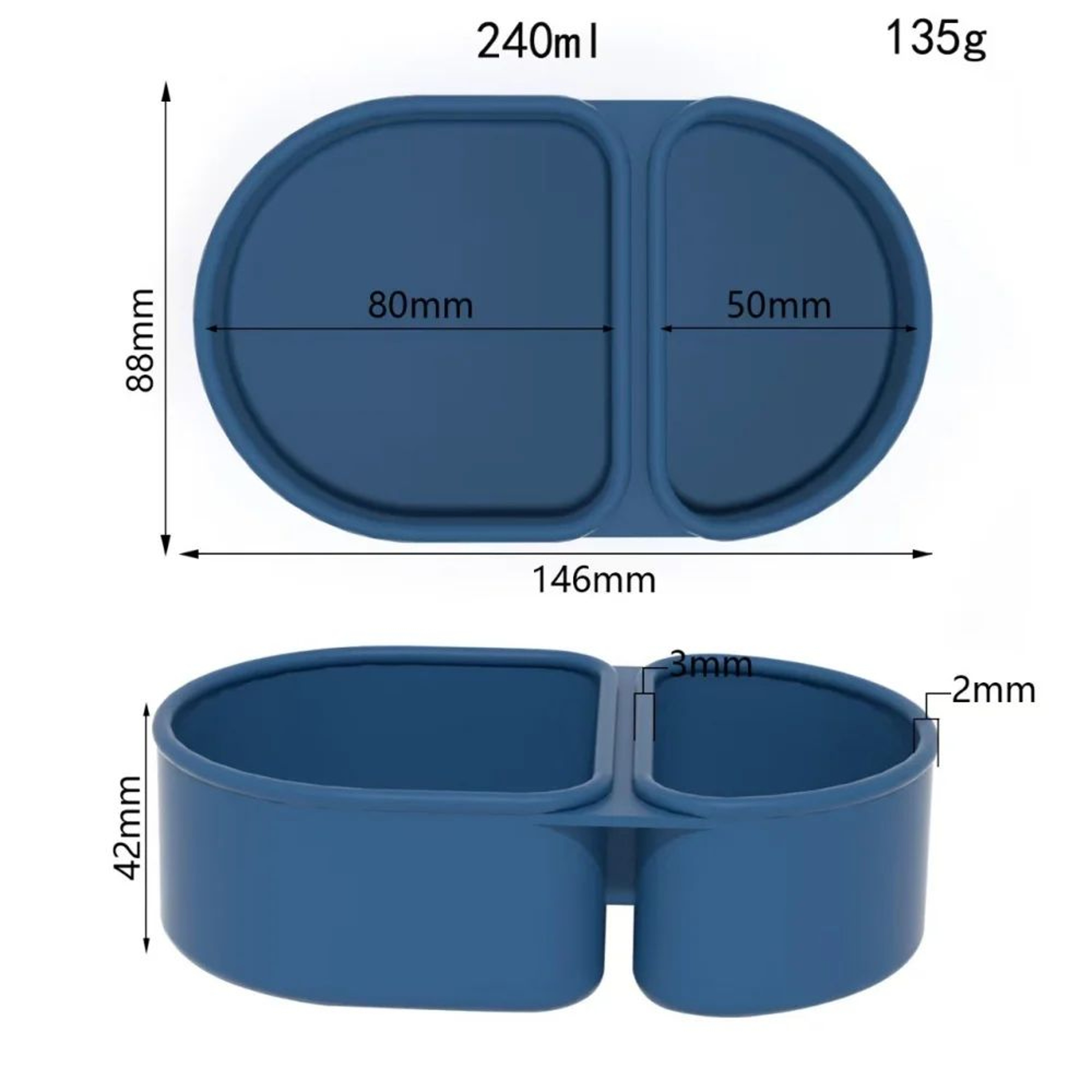 Leakproof Silicone Snack Container With Lids  Reusable DoubleCompartment Snack Box Foldable TravelR 8