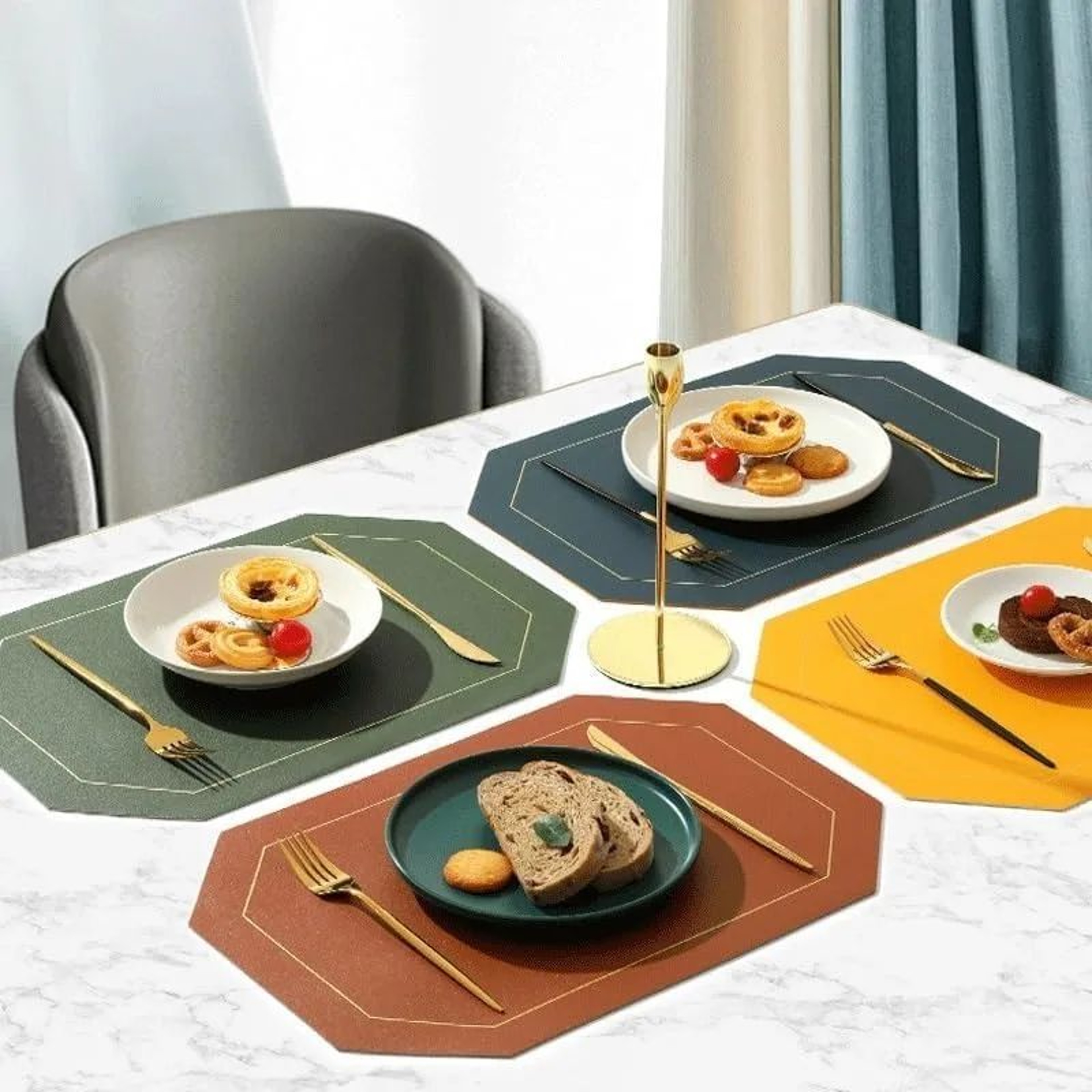 Reversible Leather Placemats Set 14pcs  DoubleSided NonSlip Waterproof HeatResistant Table Mats 5