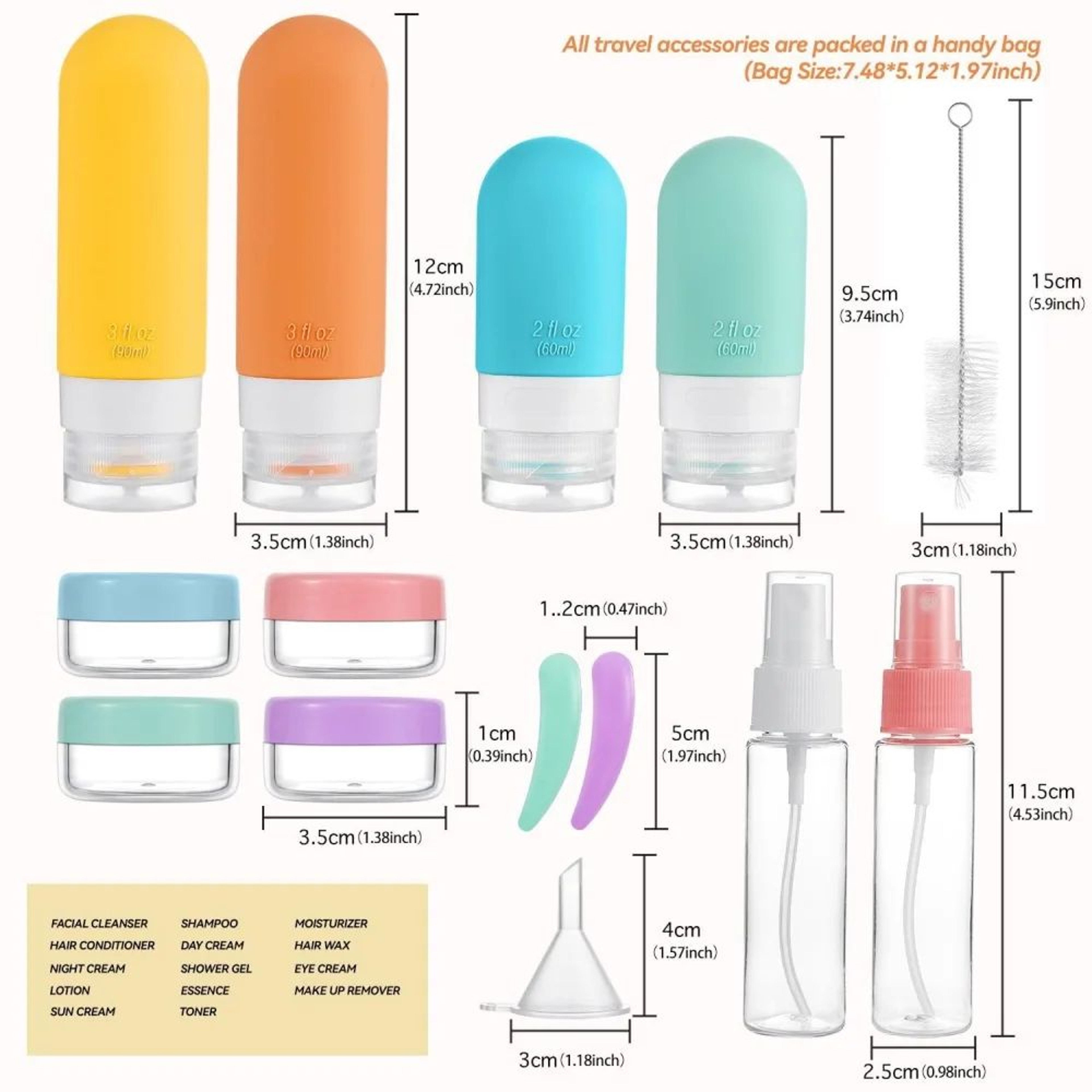 TSAApproved 16Piece LeakProof Silicone Travel Bottle Set  Refillable Toiletry Containers With Jars  1