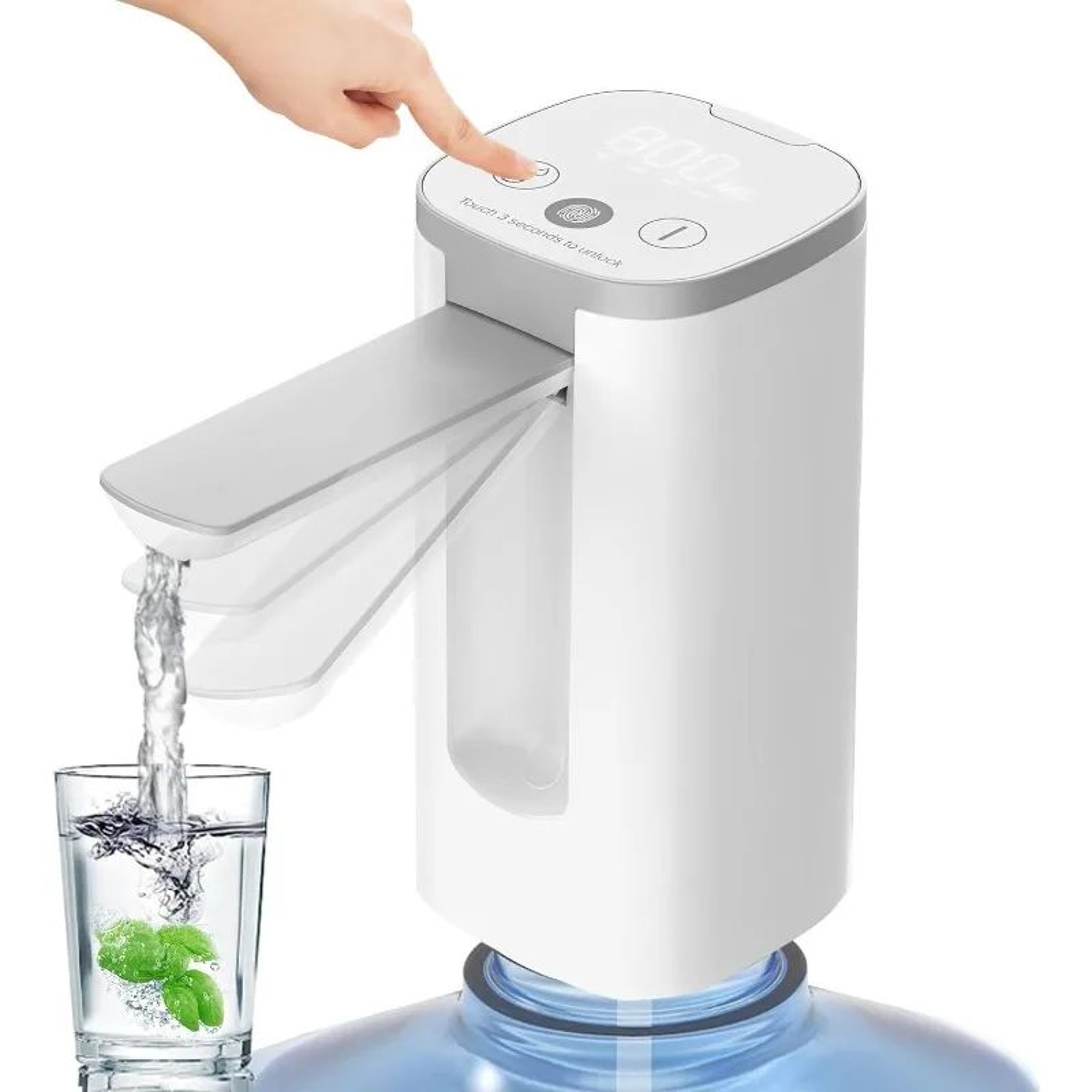Rechargeable Portable Water Dispenser Pump With Foldable Spout Silent HighFlow USBC Electric Water  0