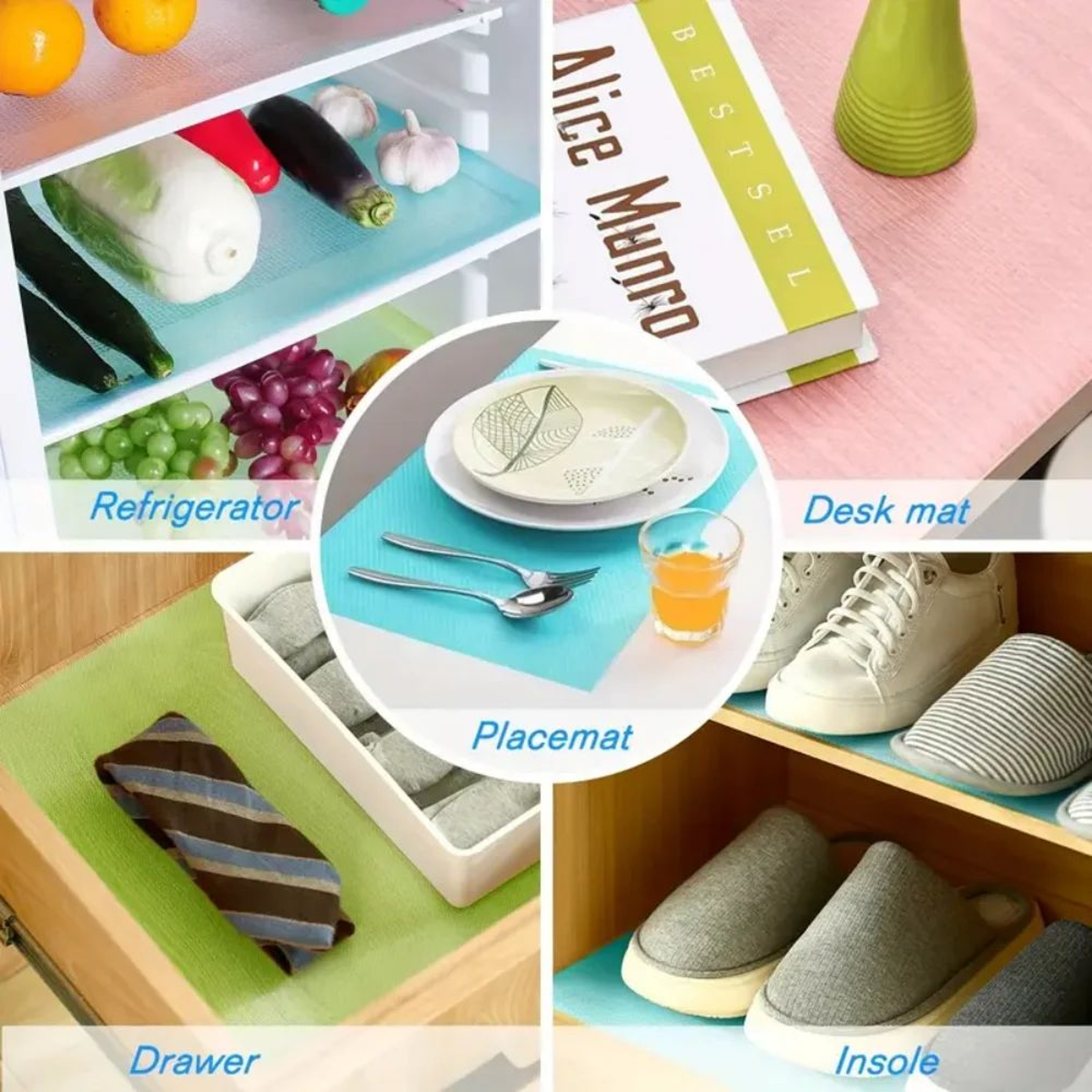 Waterproof Refrigerator Shelf Liner  Washable NonSlip Fridge Mat  Drawer Liner Pad CuttoFit 5
