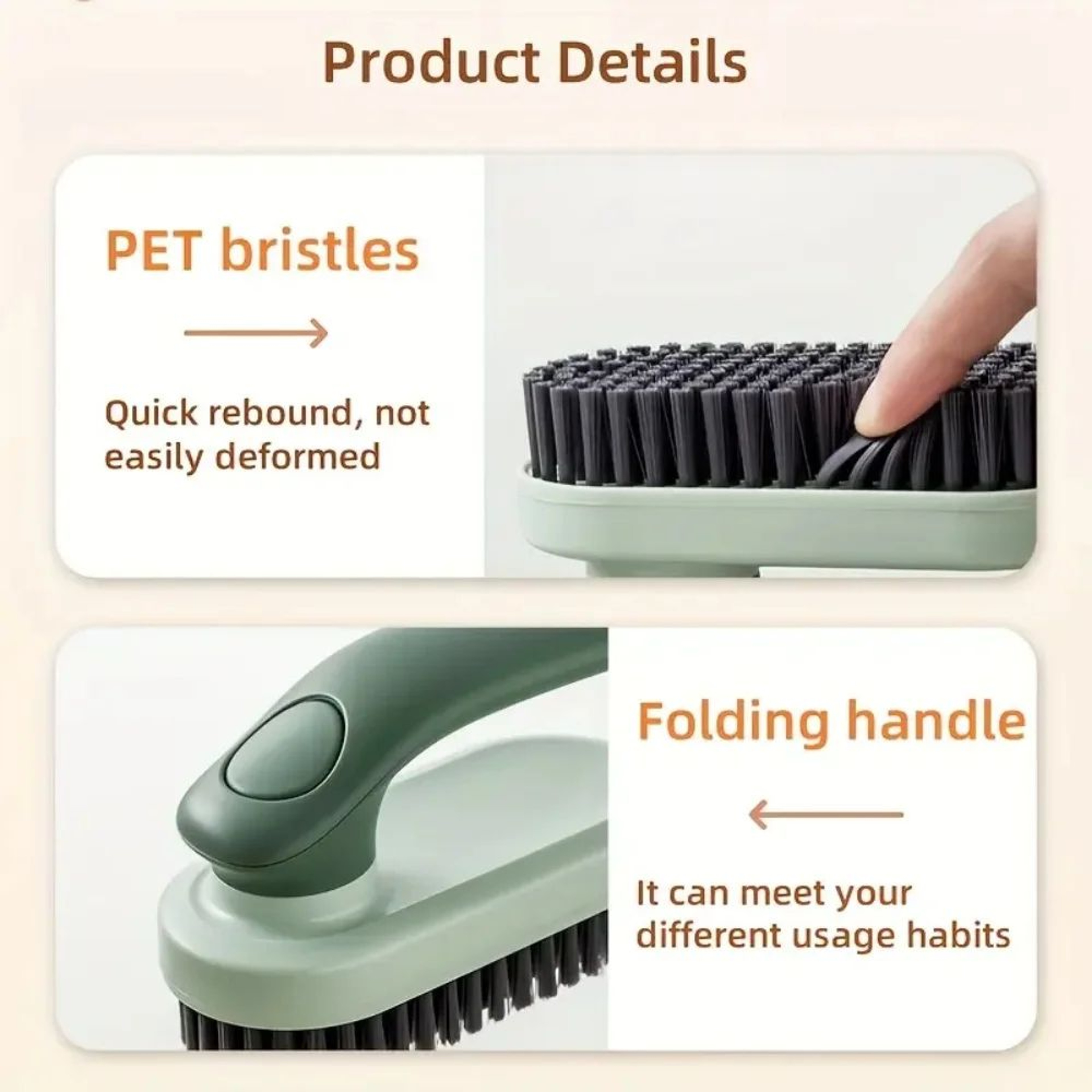 Foldable Soft Bristle Laundry  Shoe Cleaning Brush With Ergonomic Handle 0