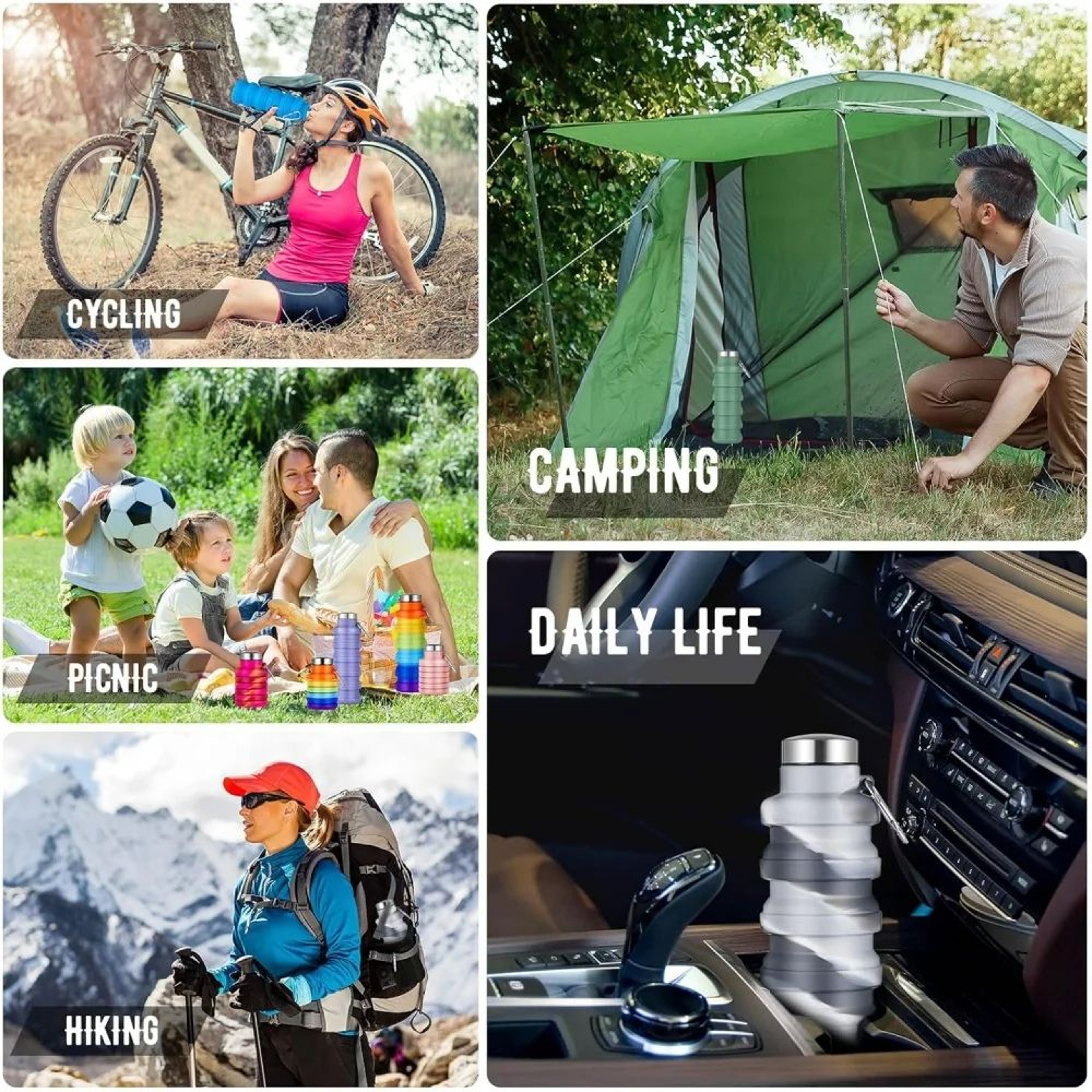 Collapsible Silicone Water Bottle  BPAFree Foldable Leakproof Travel Bottle For Hiking Gym  Everyda 5