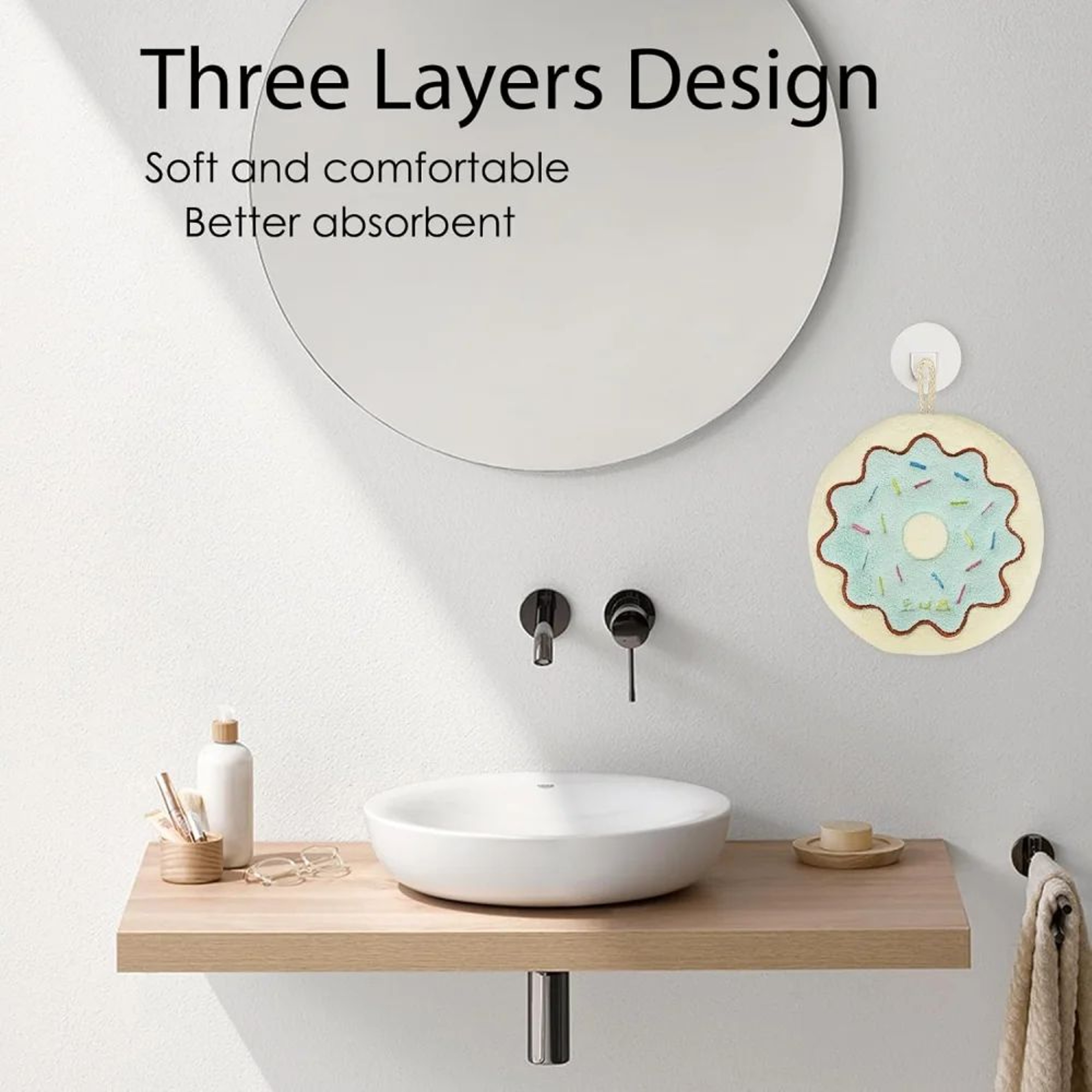 QuickDrying Coral Fleece Hanging Hand Towel  Cute Absorbent Towel For Kitchen  Bathroom 5