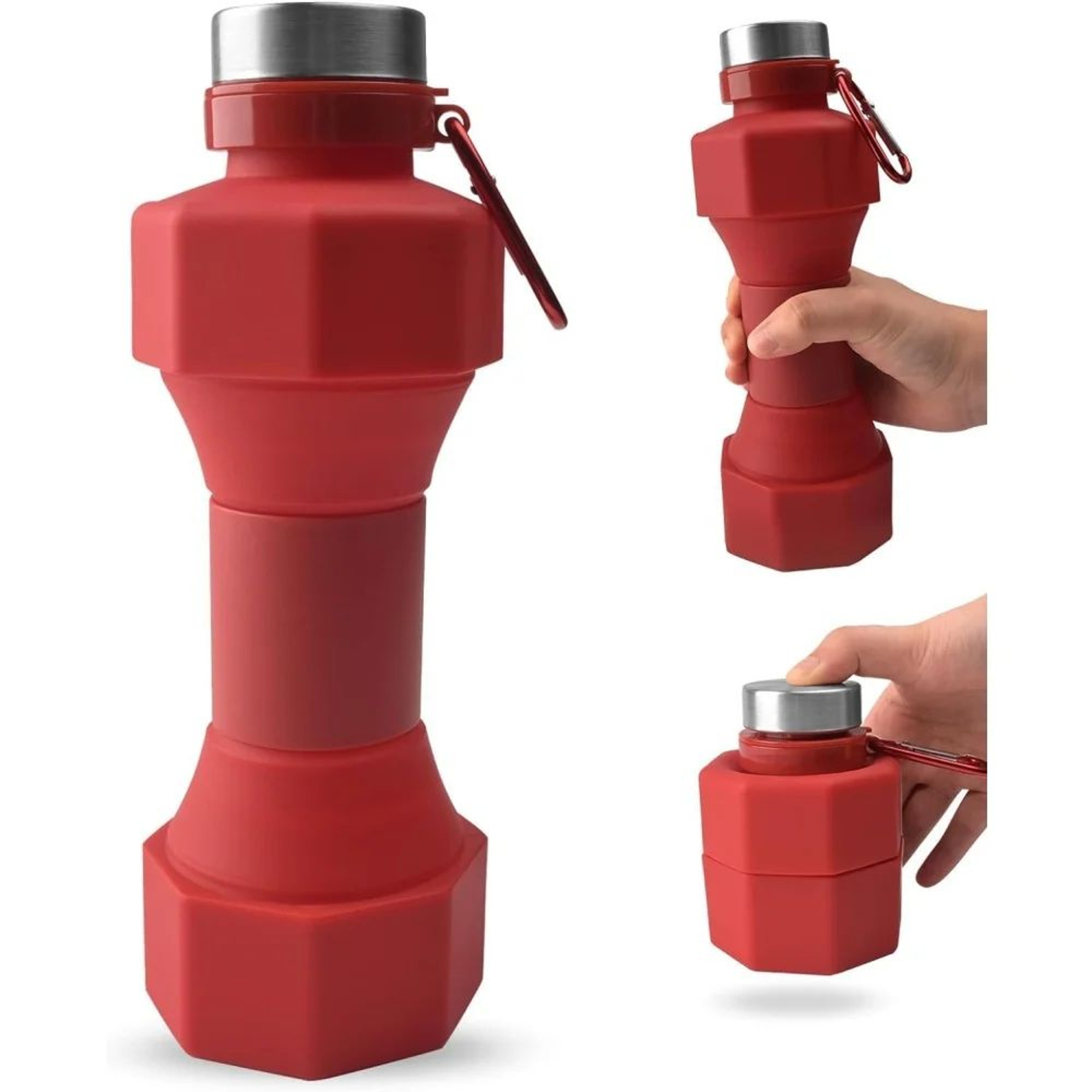 650ml Collapsible Silicone Water Bottle  Leakproof Foldable Travel Sports Bottle 8