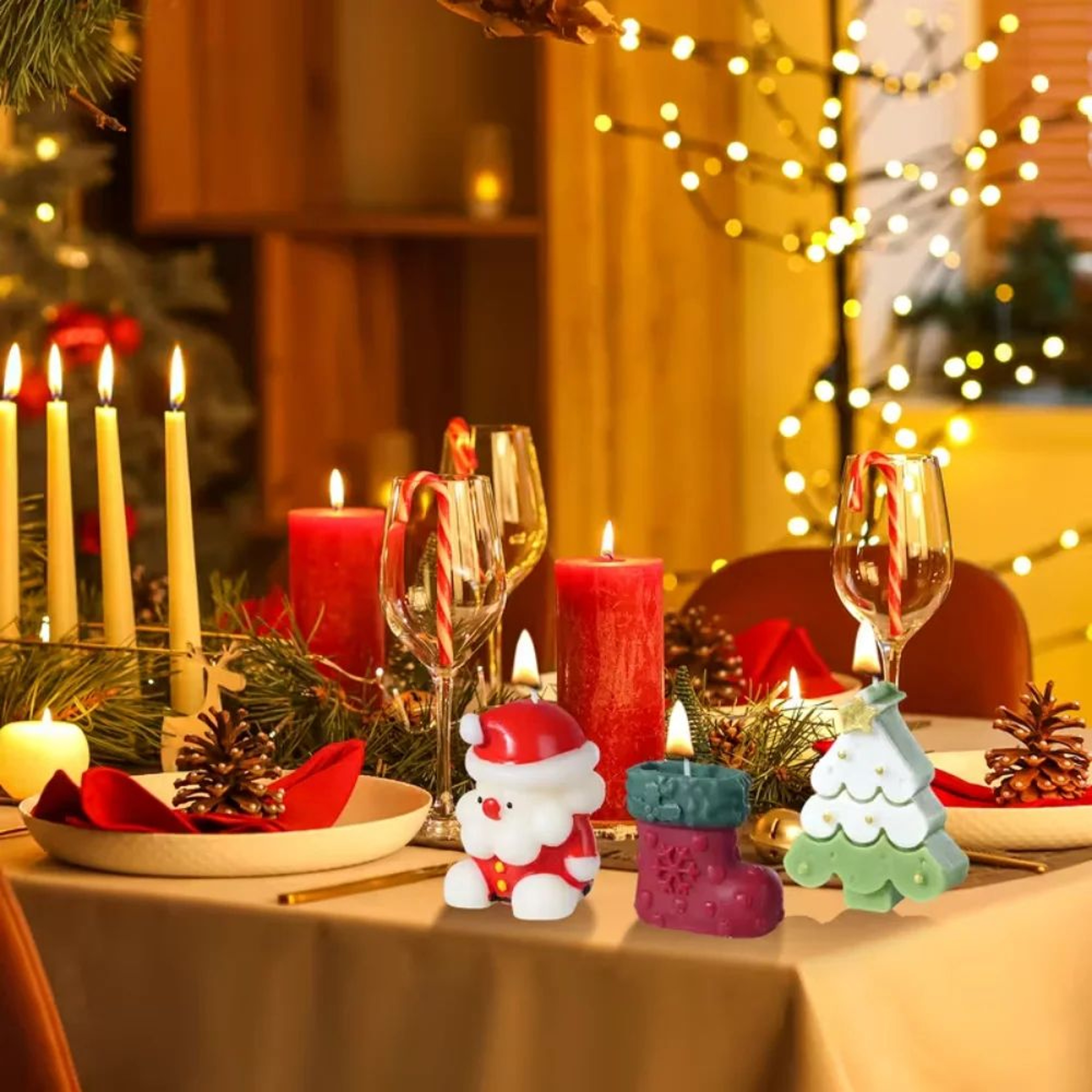 Holiday Soy Wax Christmas Candle Set  Christmas Soy Wax Candle GiftReady Decor 812 Hr Clean Burn 2