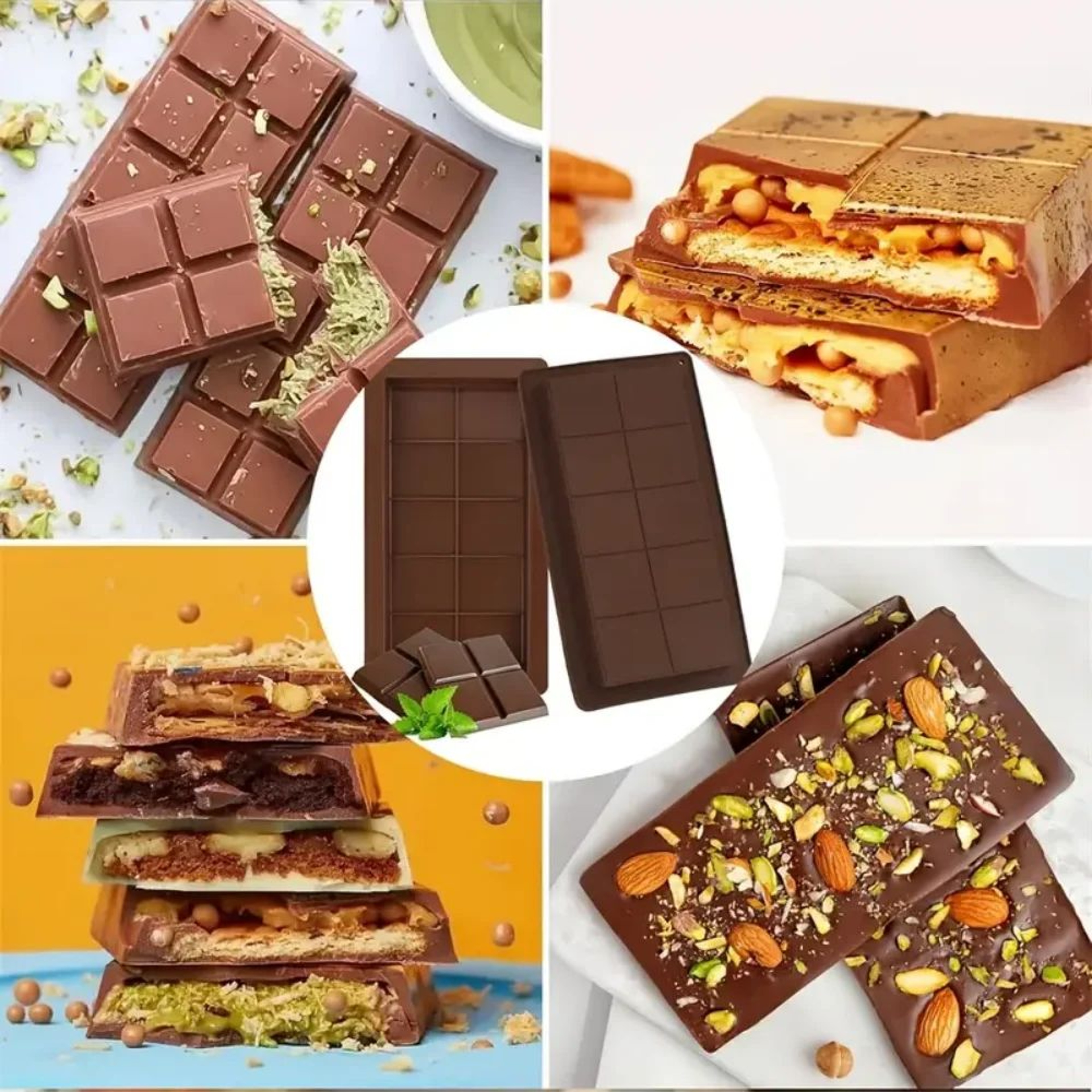 Dubai Chocolate Bar Mold  Deep Silicone Chocolate Bar Mold For Thick Stuffed  Filled Bars 0