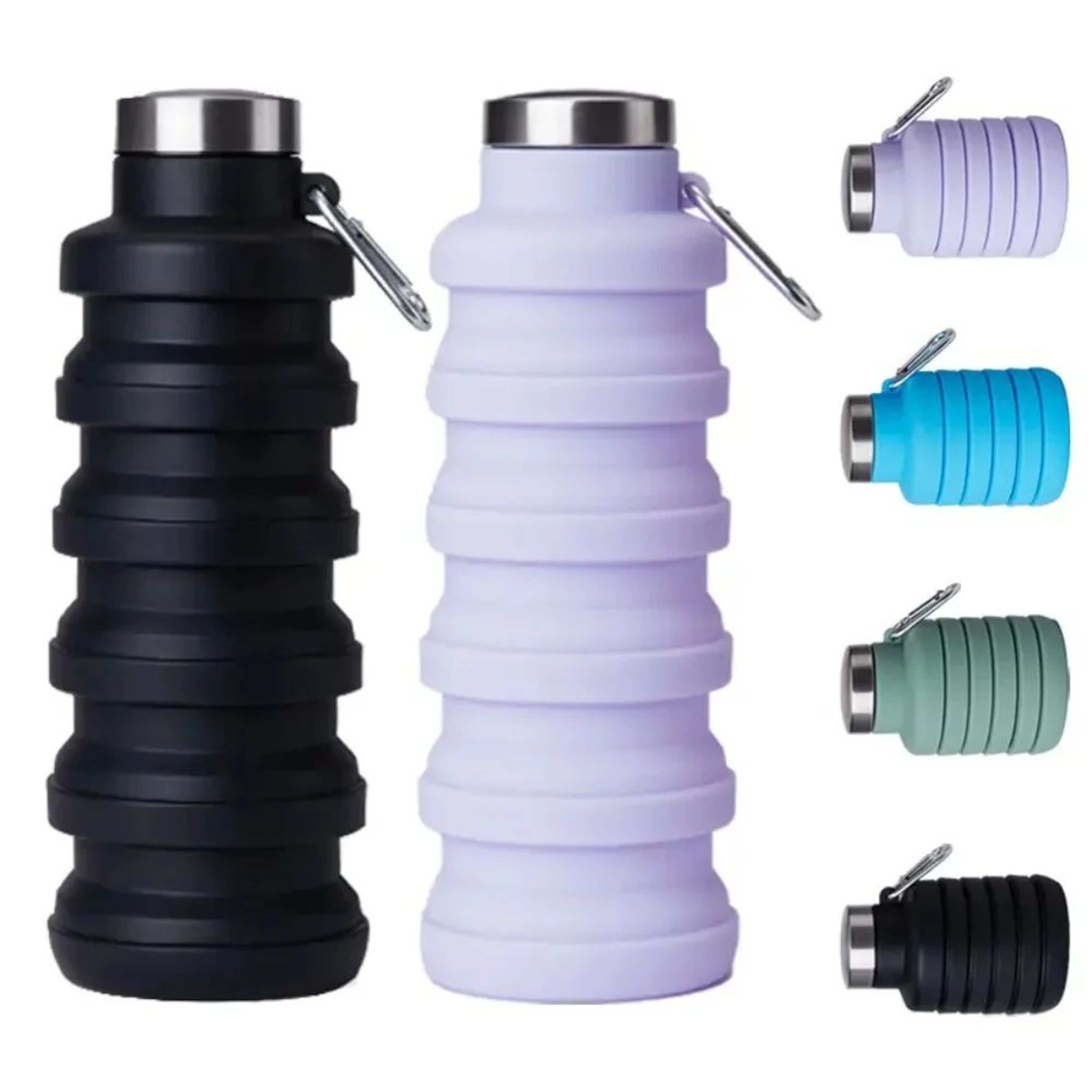 Collapsible Silicone Water Bottle  BPAFree Foldable Travel Bottle For Hiking  Everyday Hydration 0