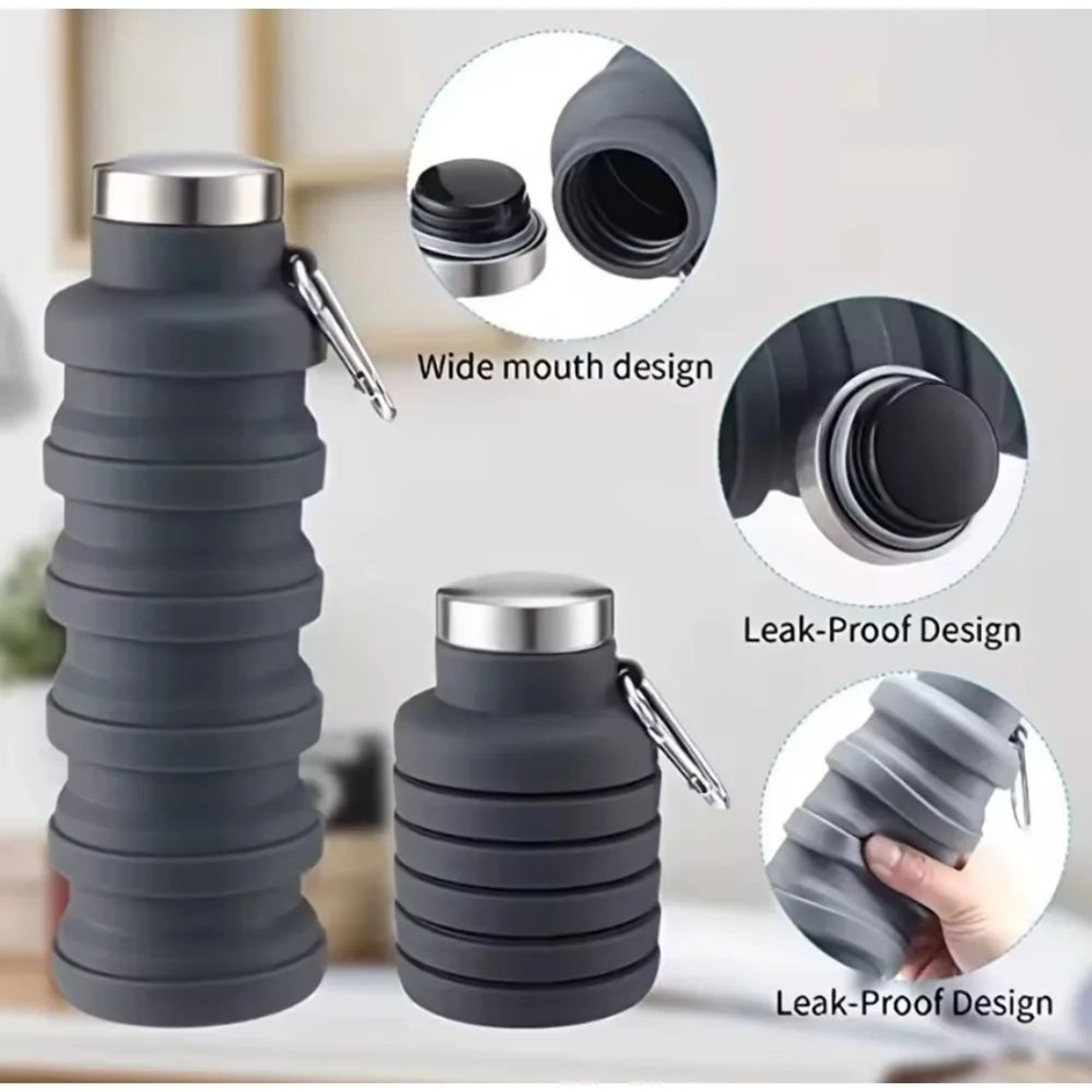 Collapsible Silicone Water Bottle  BPAFree Foldable Travel Bottle For Hiking  Everyday Hydration 4