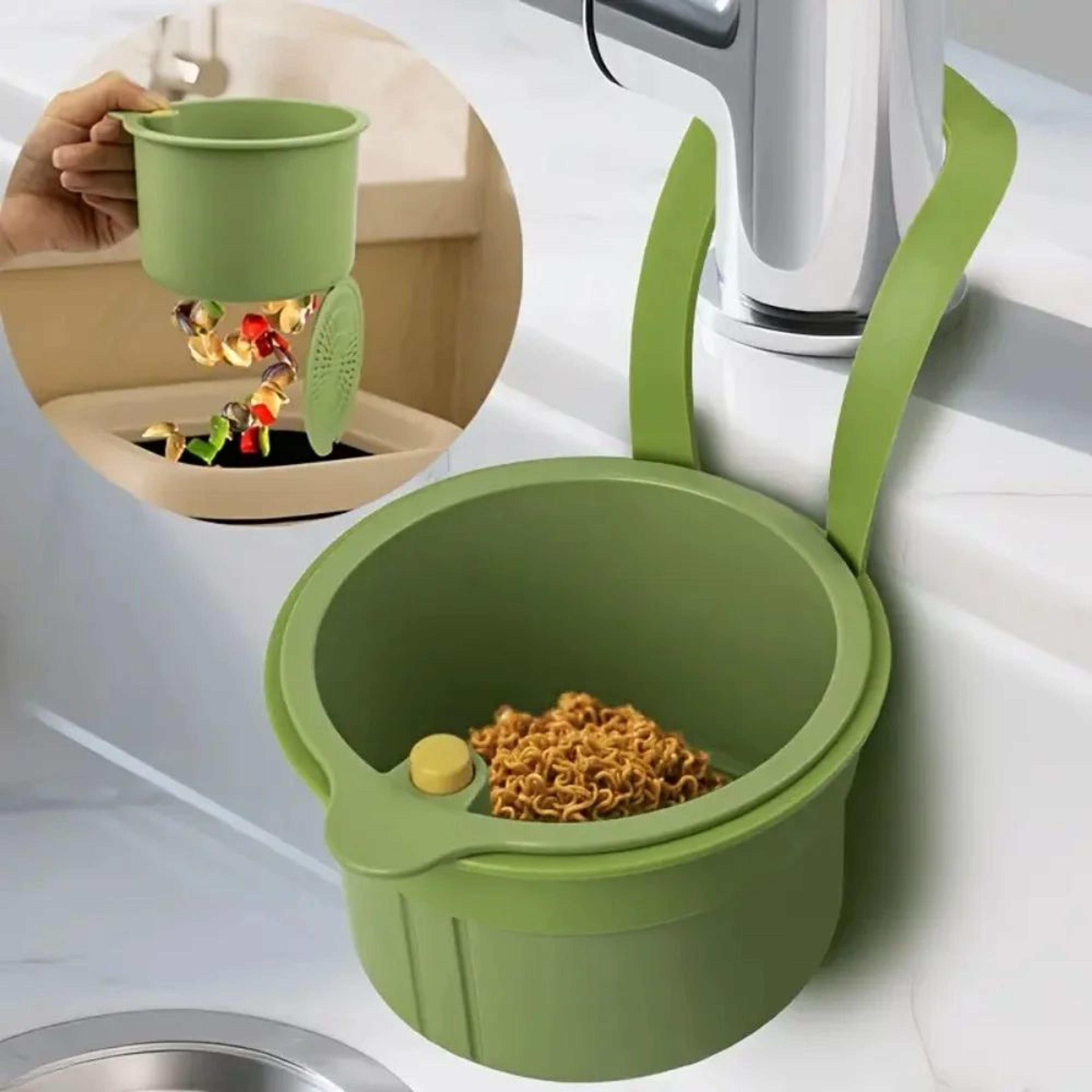 Sink Hanging Strainer Basket With Openable Bottom NoDrill Kitchen Sink Drain Filter  Food Waste Cat 6