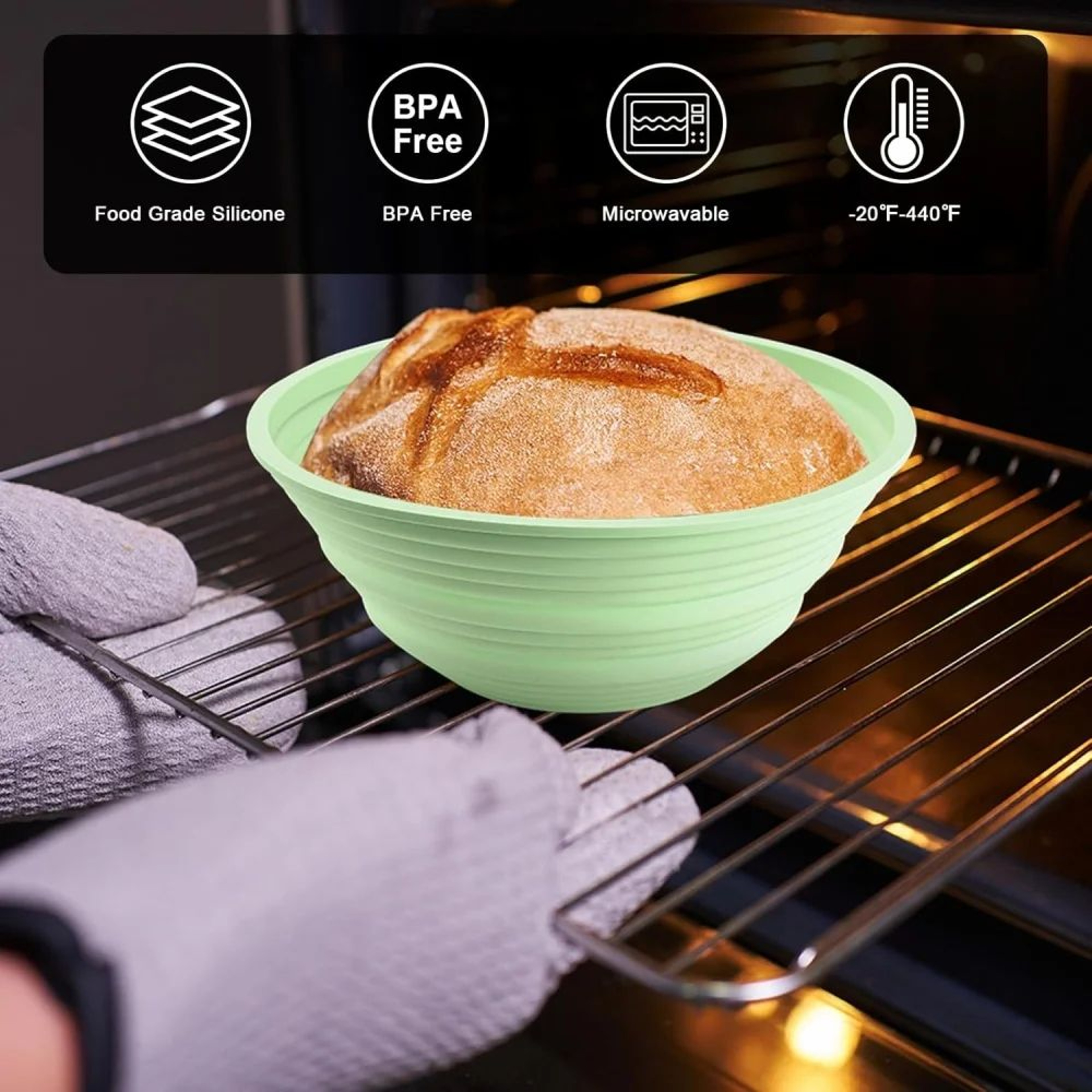 Silicone Collapsible Bread Proofing Basket For Sourdough Oval Dough Fermentation  Baking Bowl 2