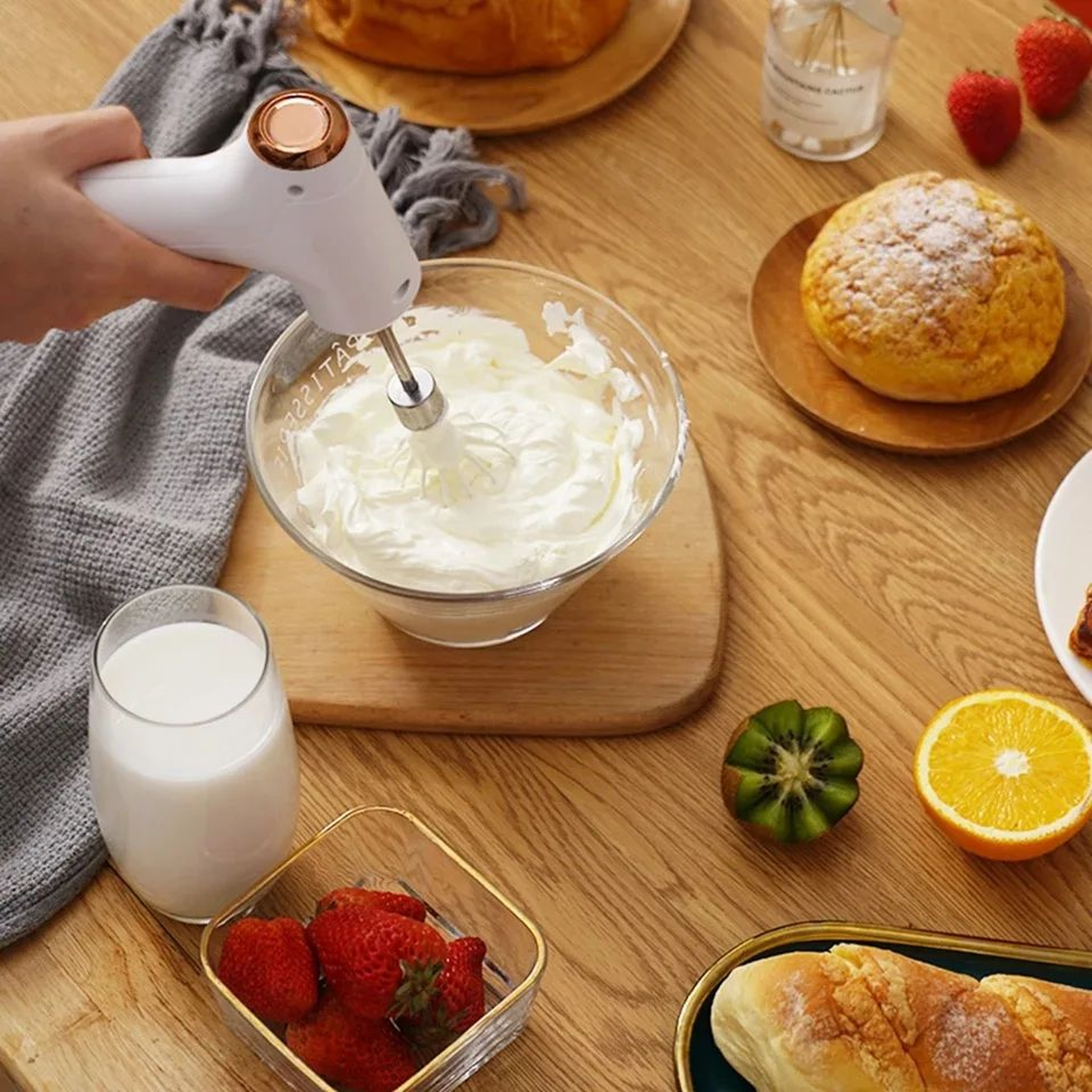 Cordless Hand Mixer Rechargeable Handheld Whisk  3Speed Electric Egg Beater For Pancakes Coffee  Ba 1