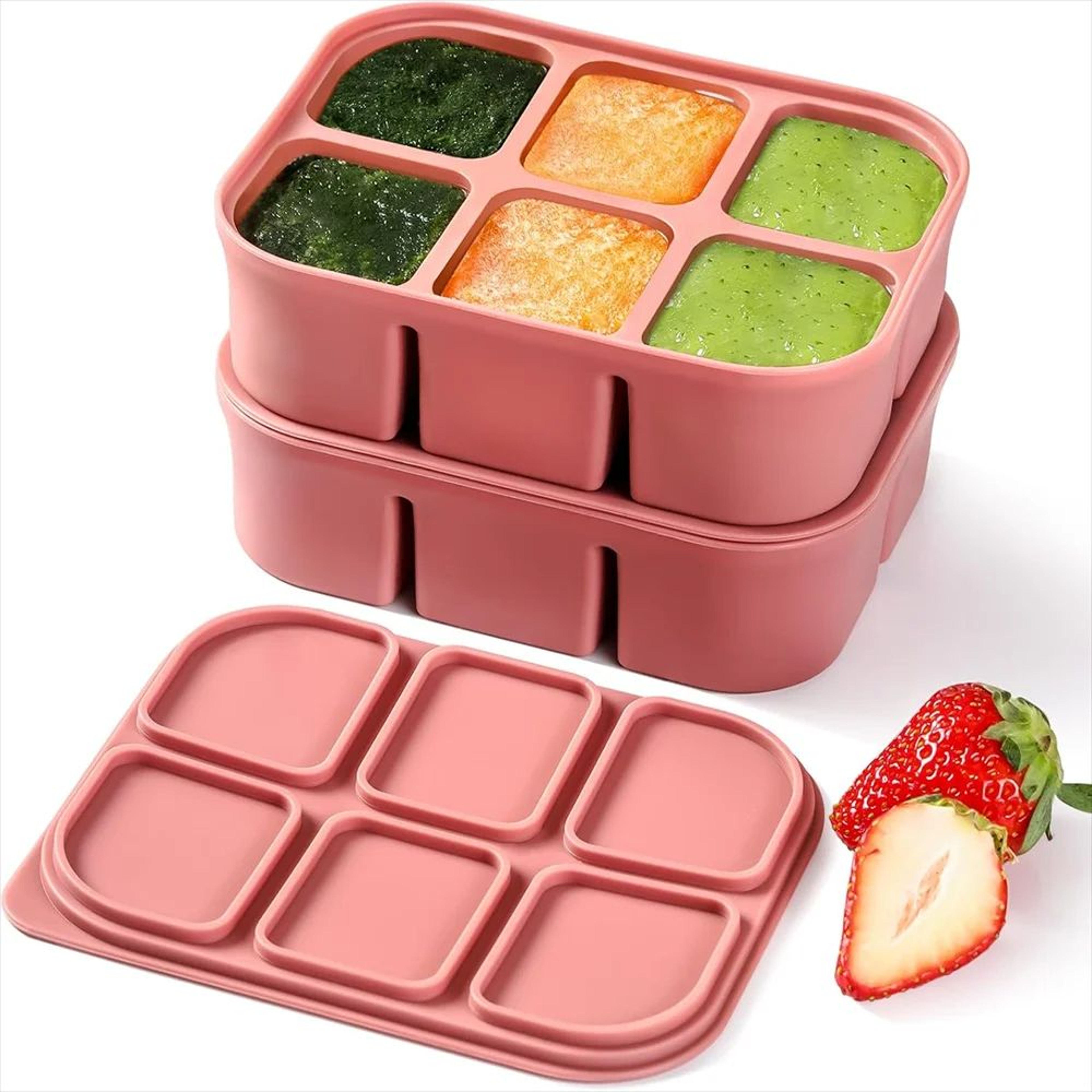 Stackable Large Silicone Ice Cube Tray With Lid  EasyRelease Square Whiskey Ice Mold 7