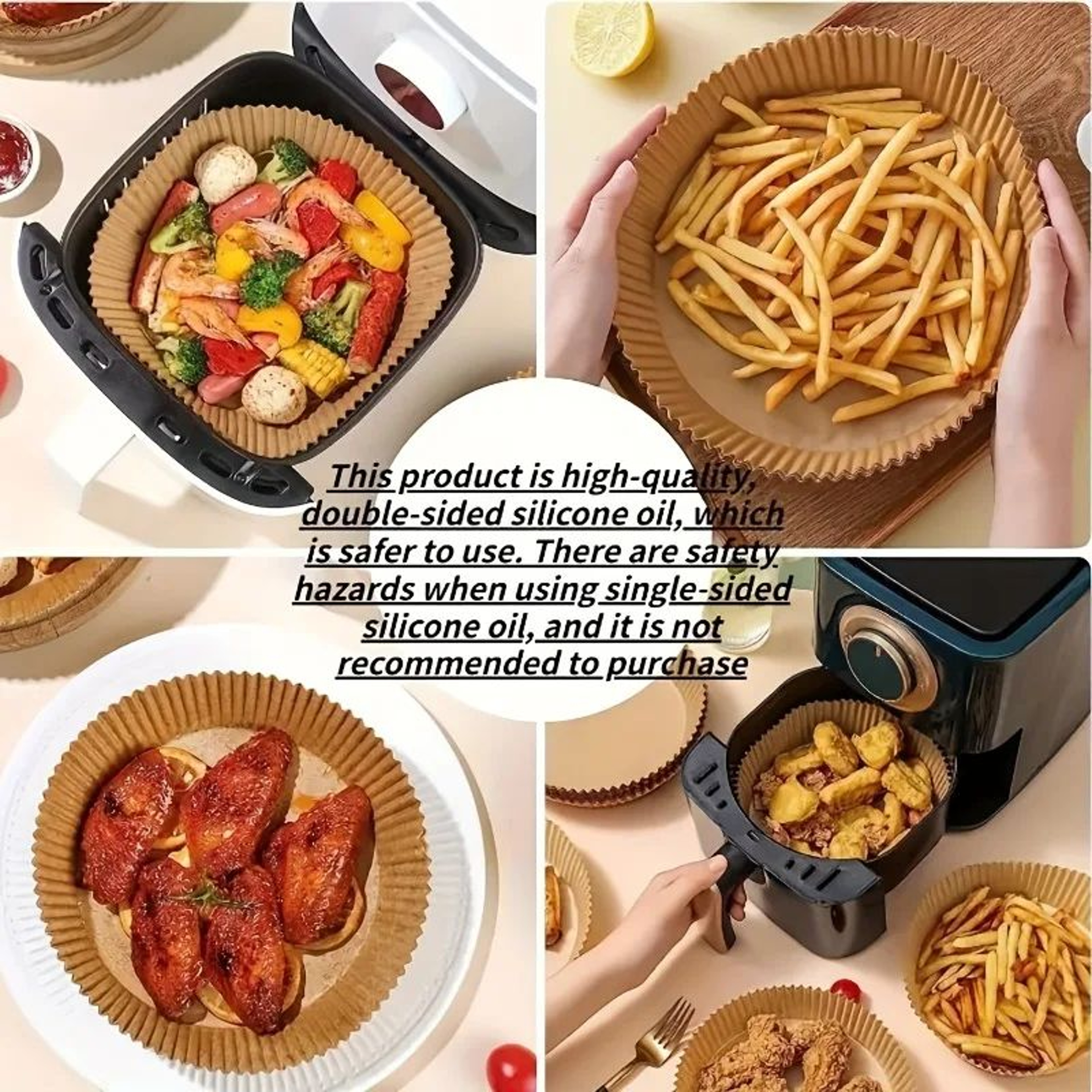 Air Fryer Paper Liners 50100PCS  Air Fryer Liners For MessFree Cooking OilProof Parchment Paper Lin 1
