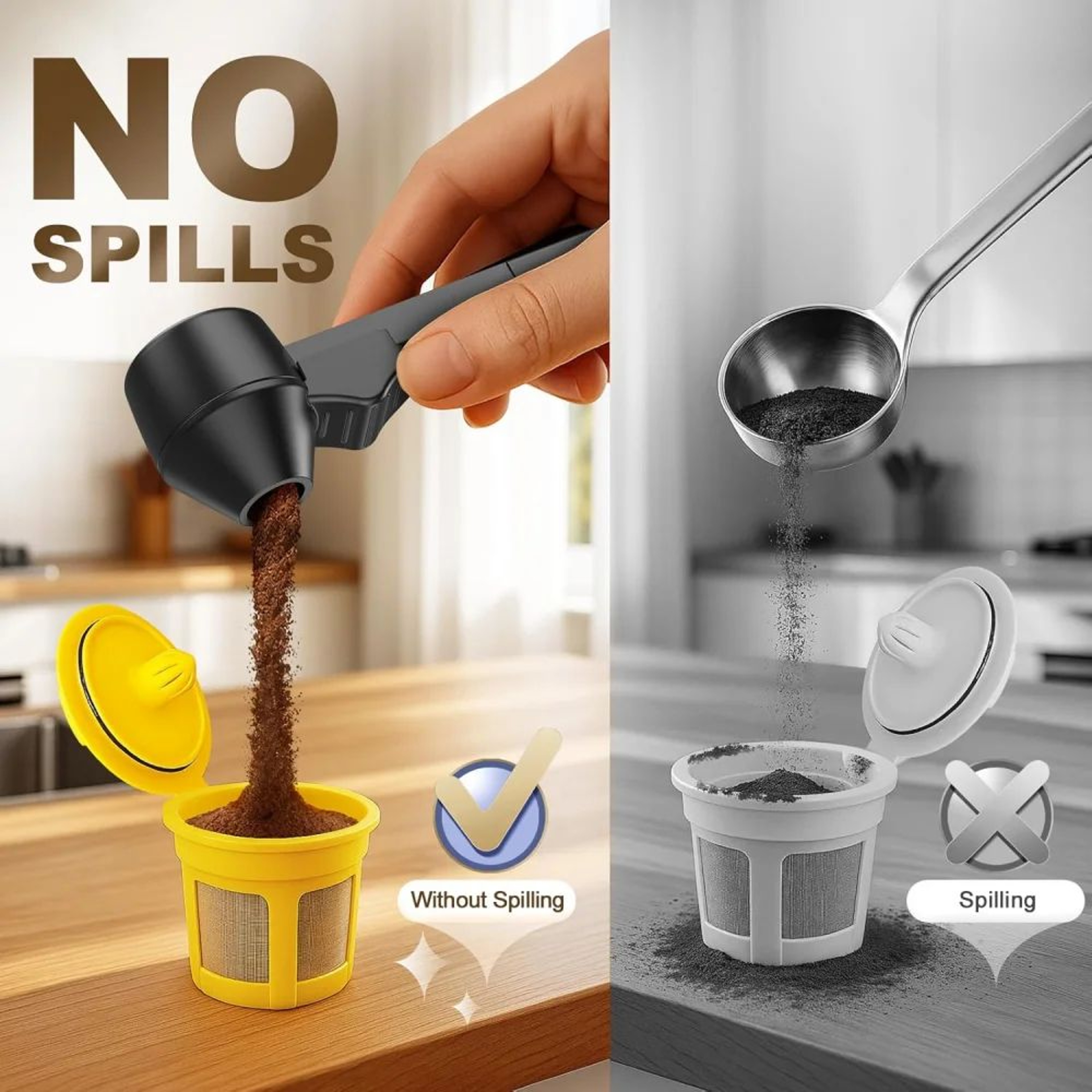 Reusable Coffee Pod Funnel  Measuring Spoon Set For Refillable Pods And Powder Scooping 4