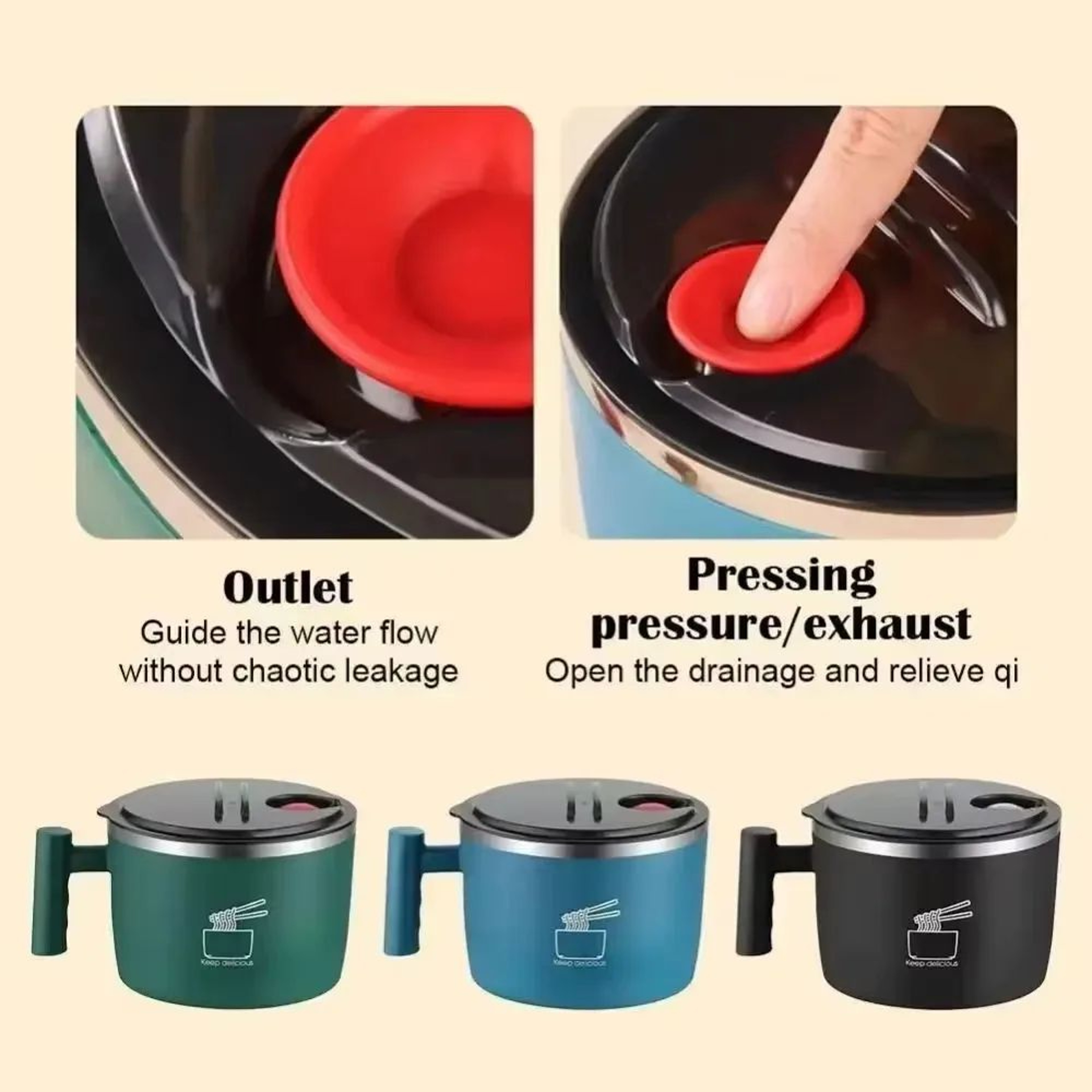 1000ml Stainless Steel Ramen Bowl With Lid  Handle  Insulated Noodle Bowl For Office Travel  Home 5