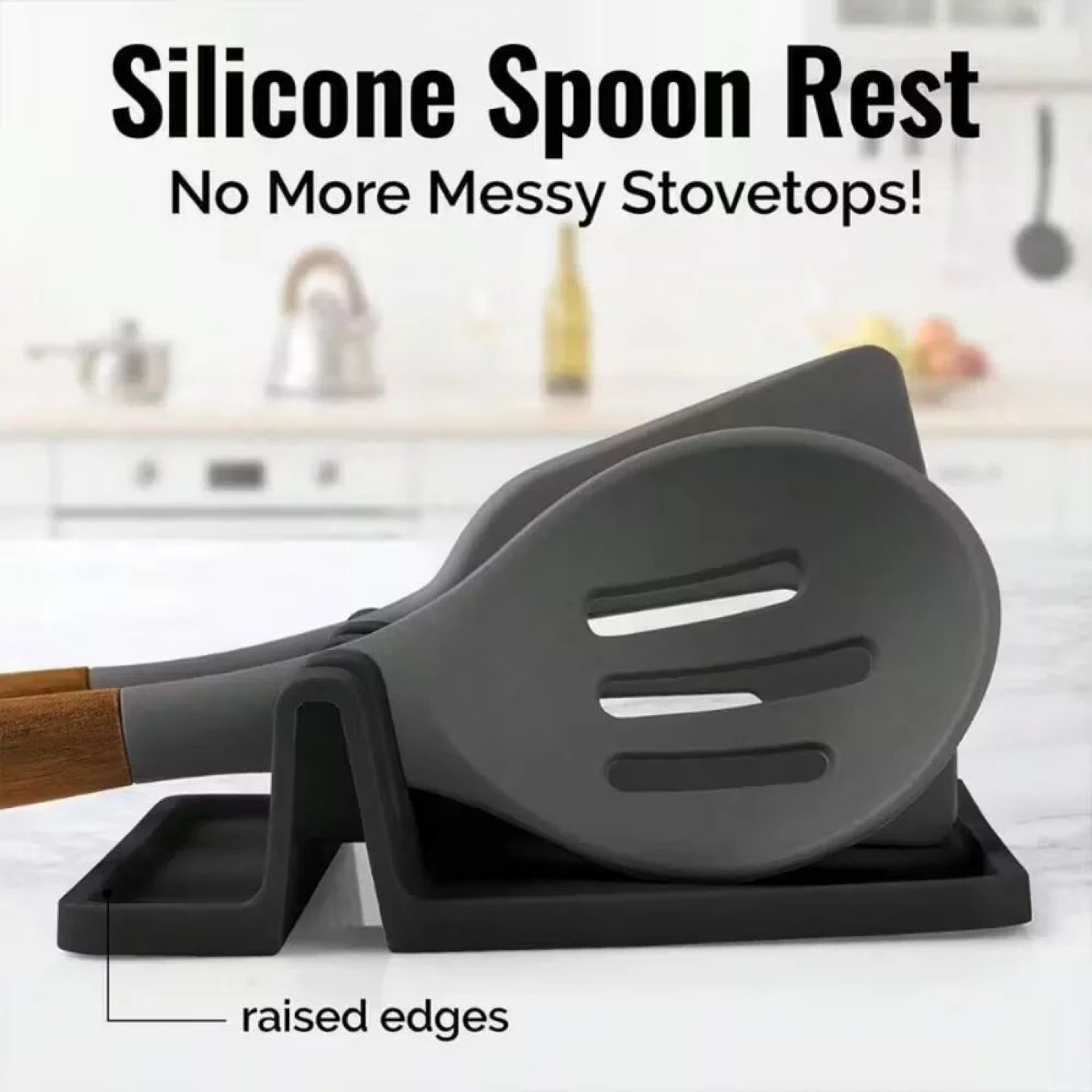 Silicone Spoon Rest With Drip Tray  HeatResistant Utensil Rest For Stove Top 4