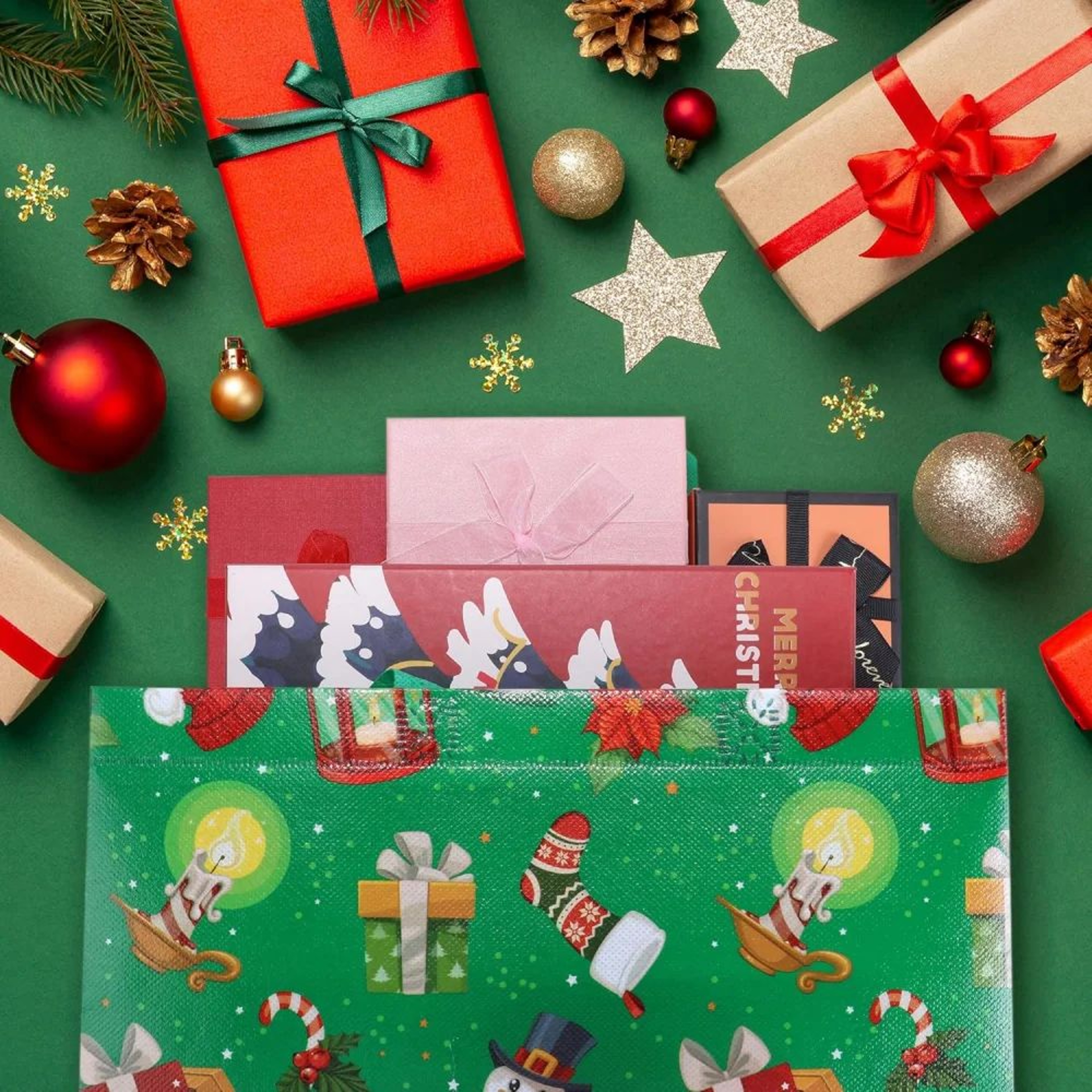 Reusable Christmas Gift Bags Set  126x98in Foldable Christmas Tote Bag With Handles For Holiday Gif 2