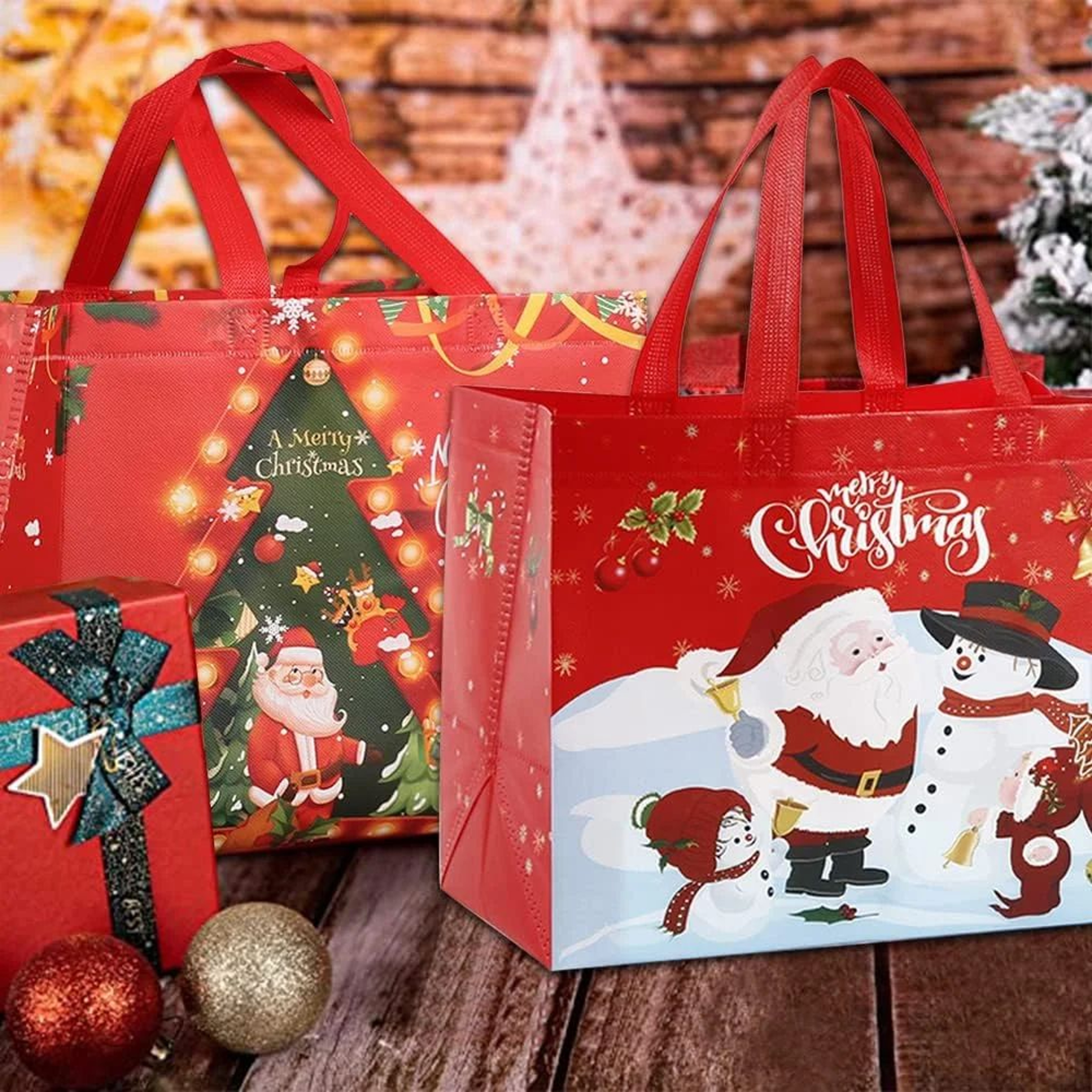 Reusable Christmas Gift Bags Set  126x98in Foldable Christmas Tote Bag With Handles For Holiday Gif 4