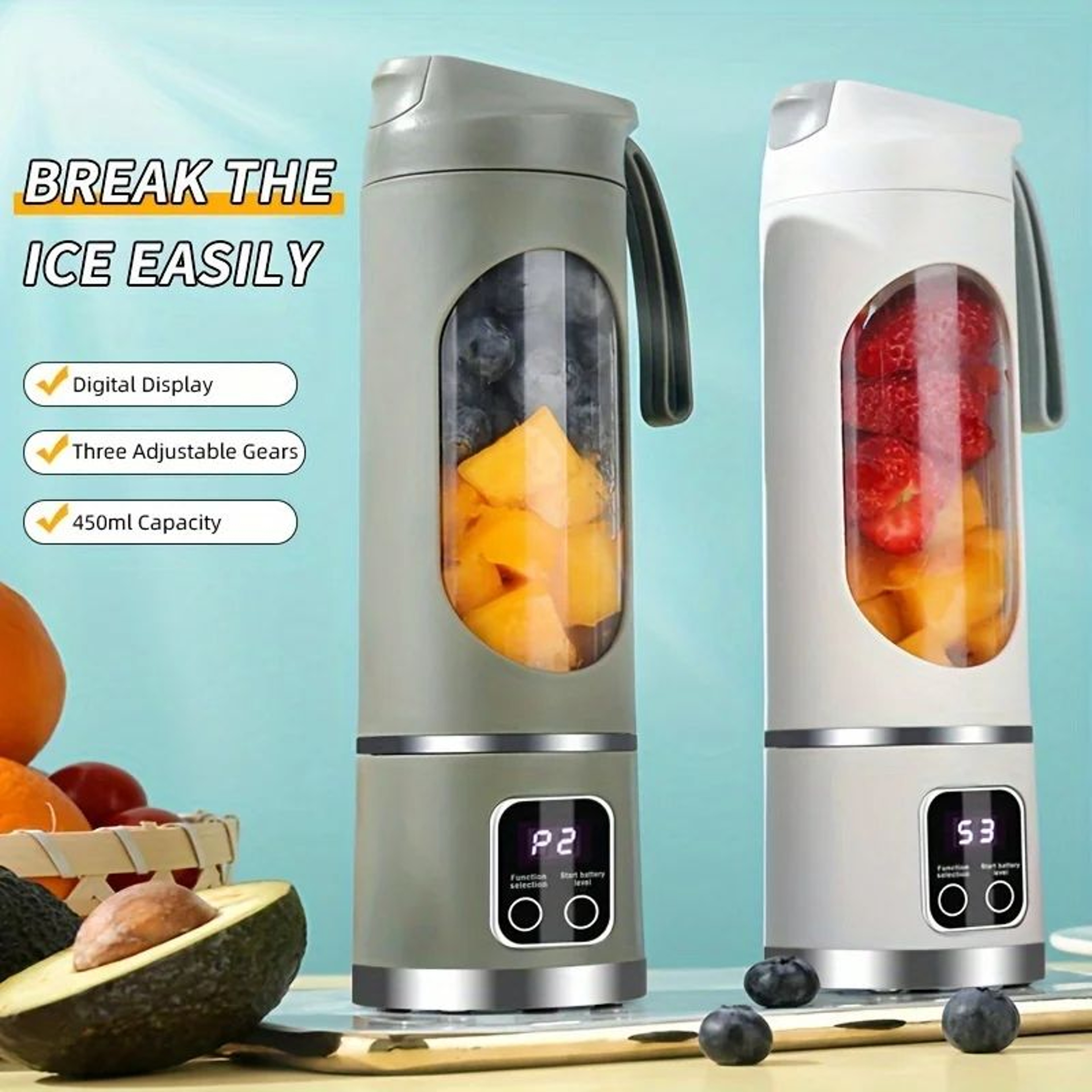 VitaGo Portable Blender  USB Rechargeable Mini Blender For Smoothies  Fresh Juice With Digital Disp 1