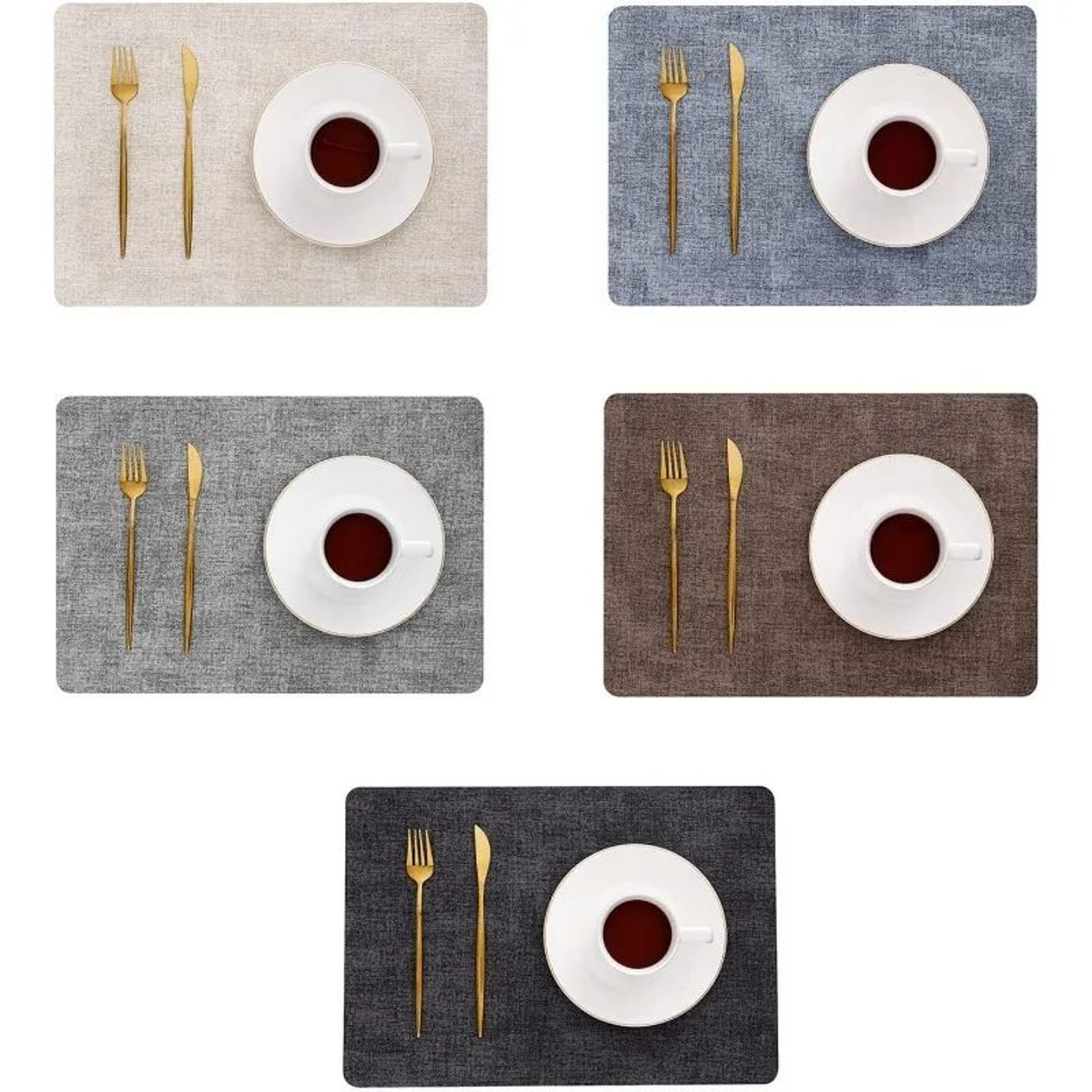 Faux Leather Placemats Set  Waterproof HeatResistant NonSlip Wipeable Table Mats 0
