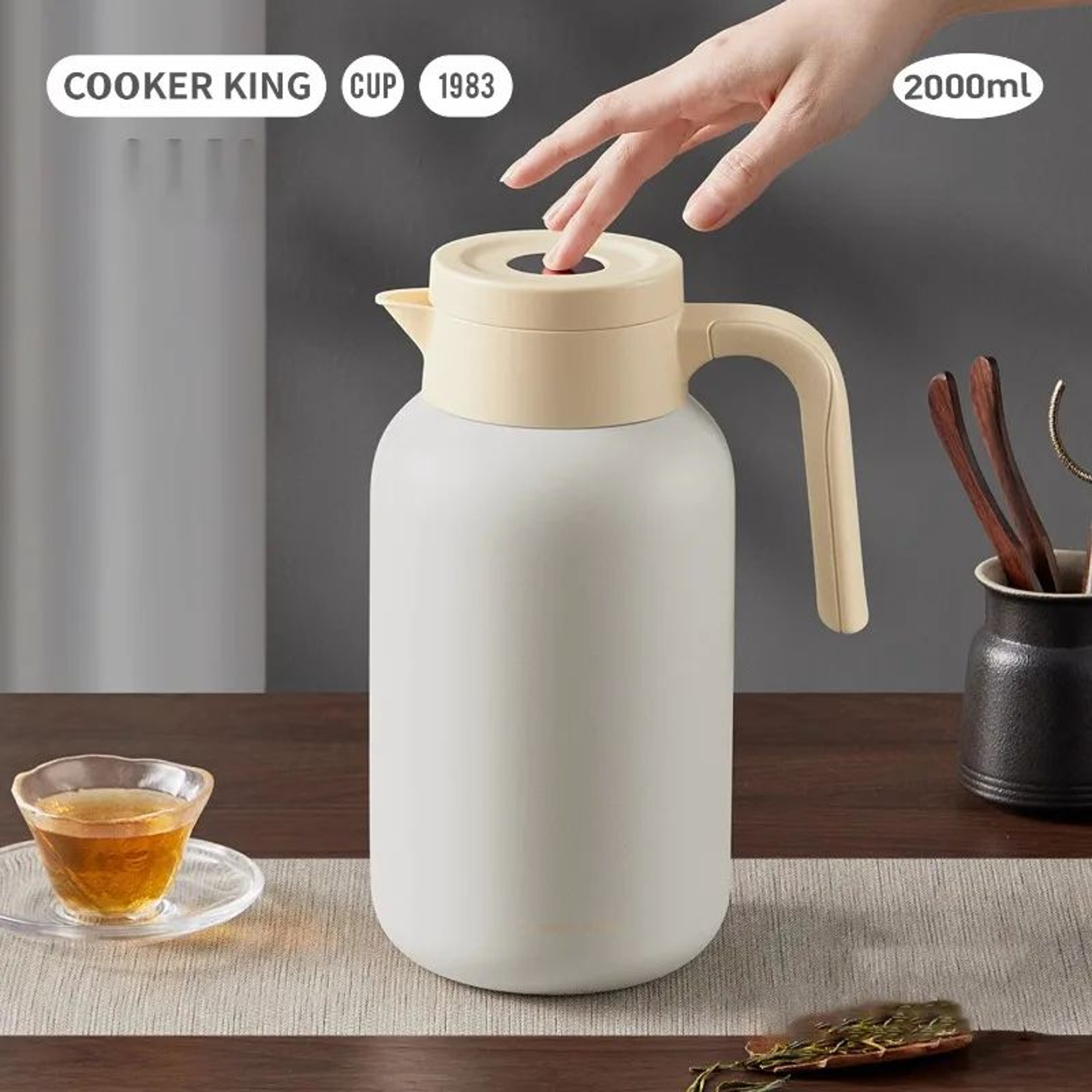 COOKER KING Stainless Steel Insulated Kettle 1520L Large Capacity Thermos Teapot 1