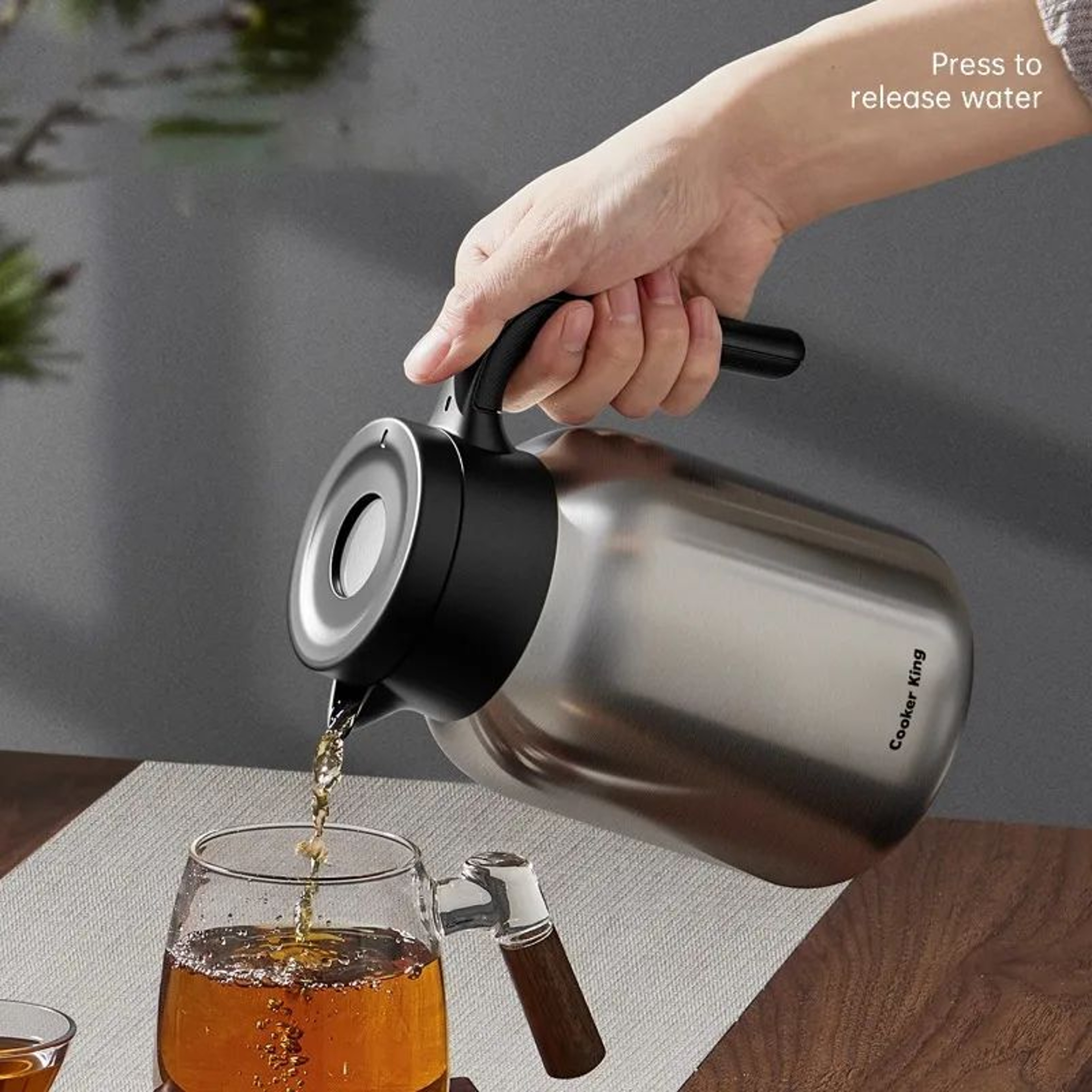 COOKER KING Stainless Steel Insulated Kettle 1520L Large Capacity Thermos Teapot 2