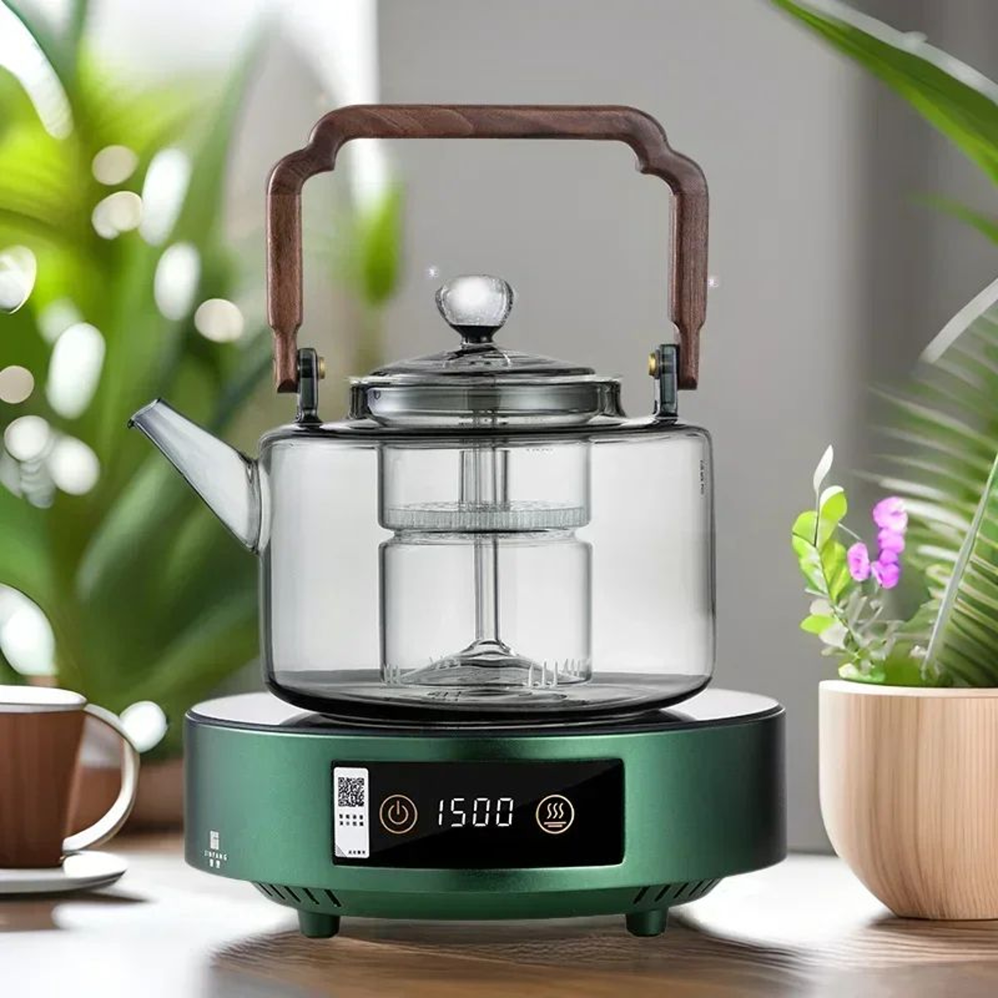 HeatResistant Glass Teapot With Infuser  Integrated Steaming  Boiling Kettle For Home And Office 4