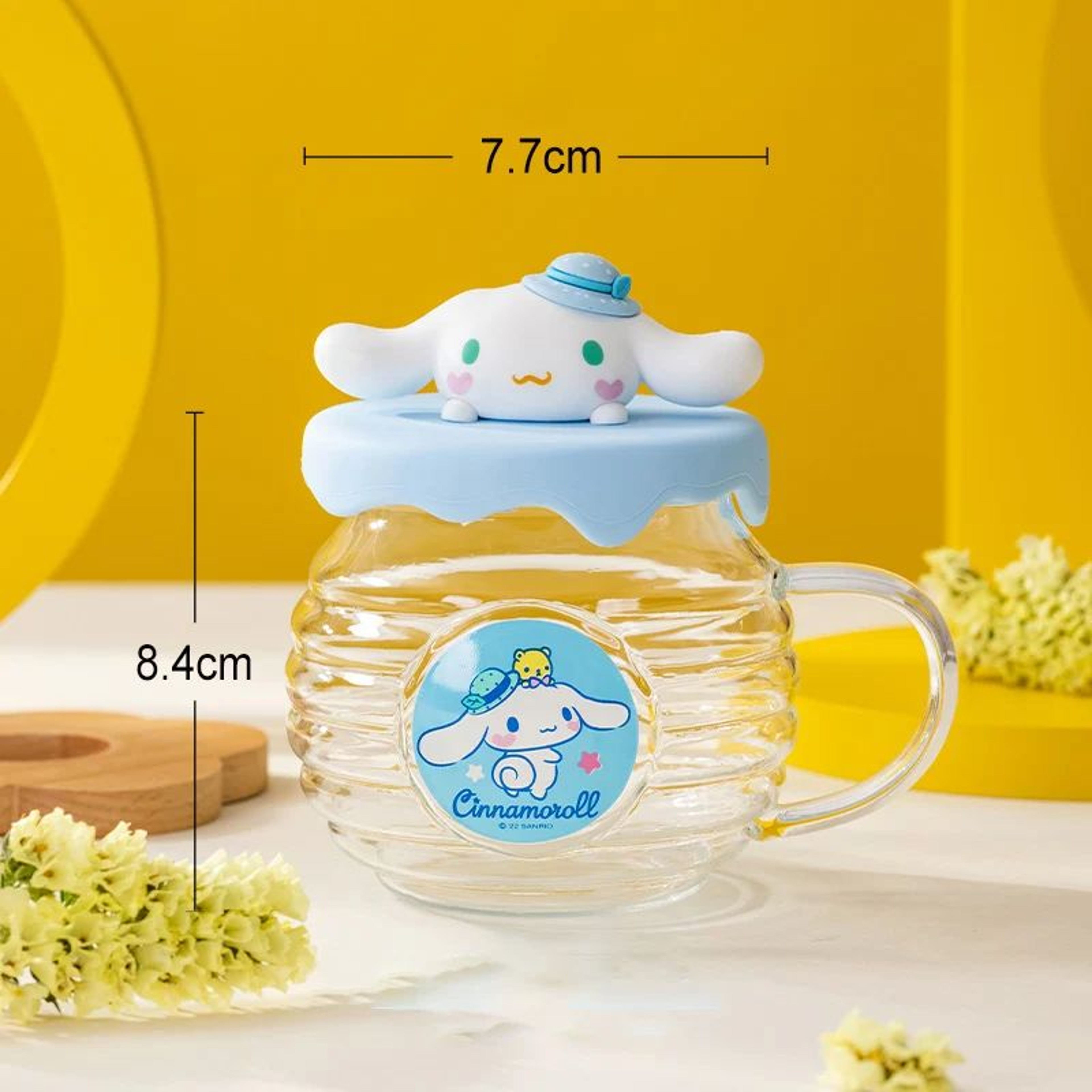 Sanrio Hello Kitty  Kuromi HoneyCan Shaped 420ML Glass Cup With Silicone Lid  Cute Kids Water  Drin 7