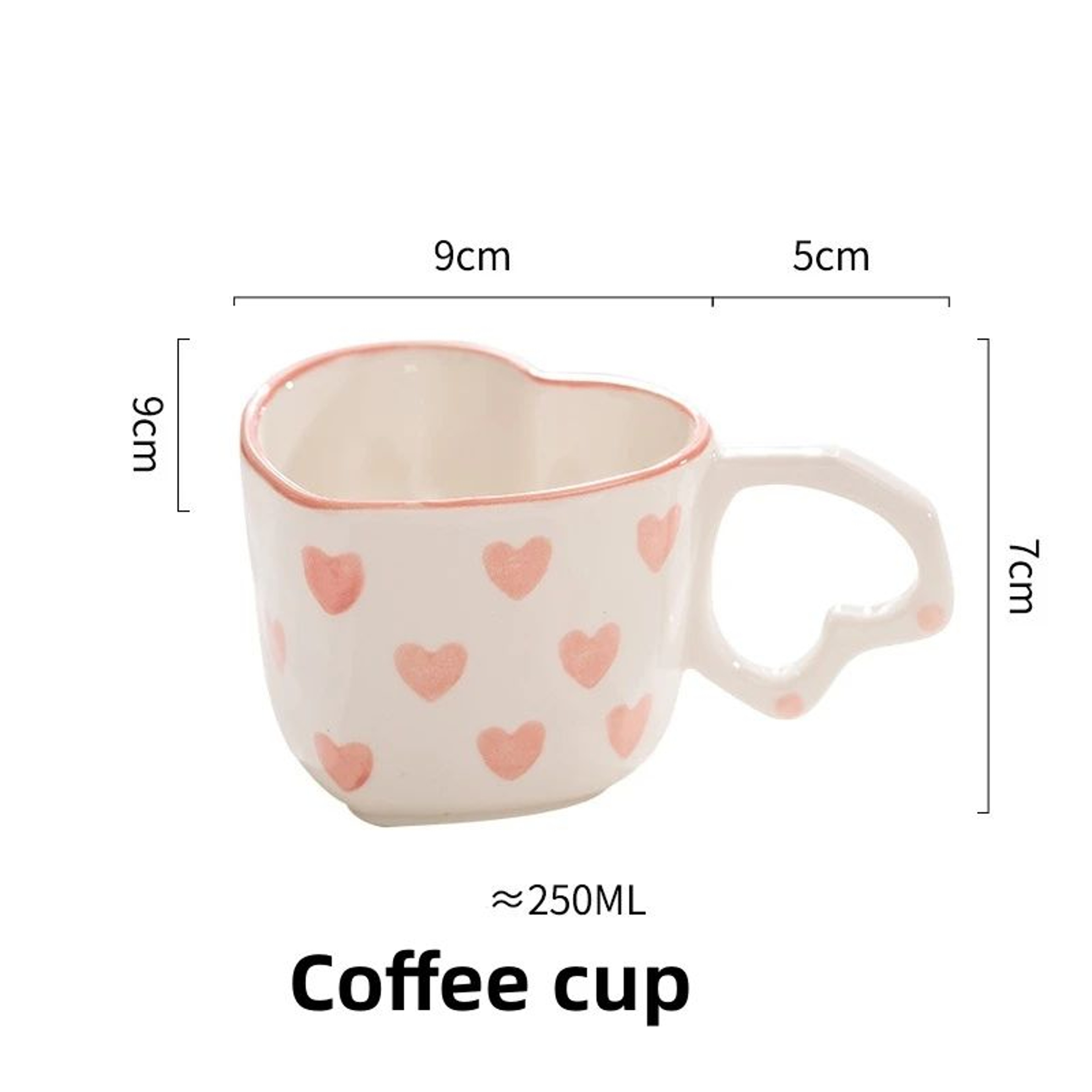 HandPainted Ceramic Heart Handle Mug 201300ml  Romantic Love Coffee  Tea Cup 7