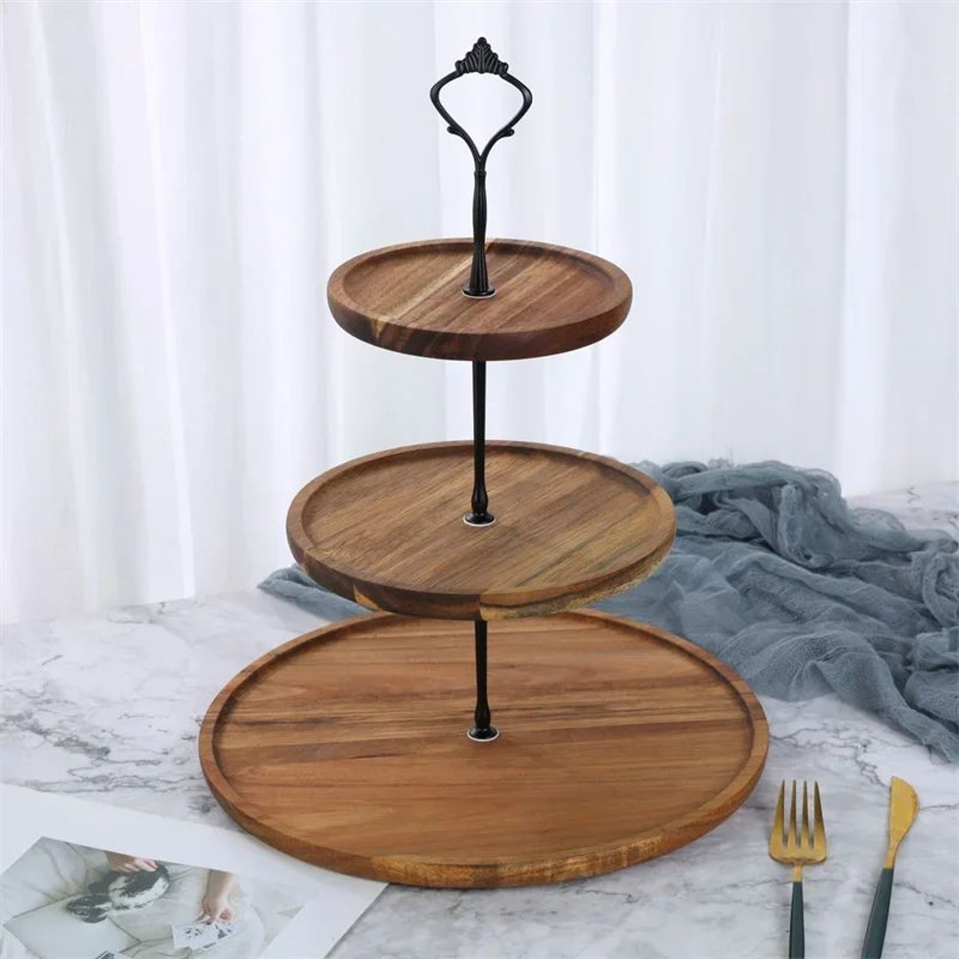 Removable 23 Layer Wooden Cake Stand Tiered Dessert Display Tray 5