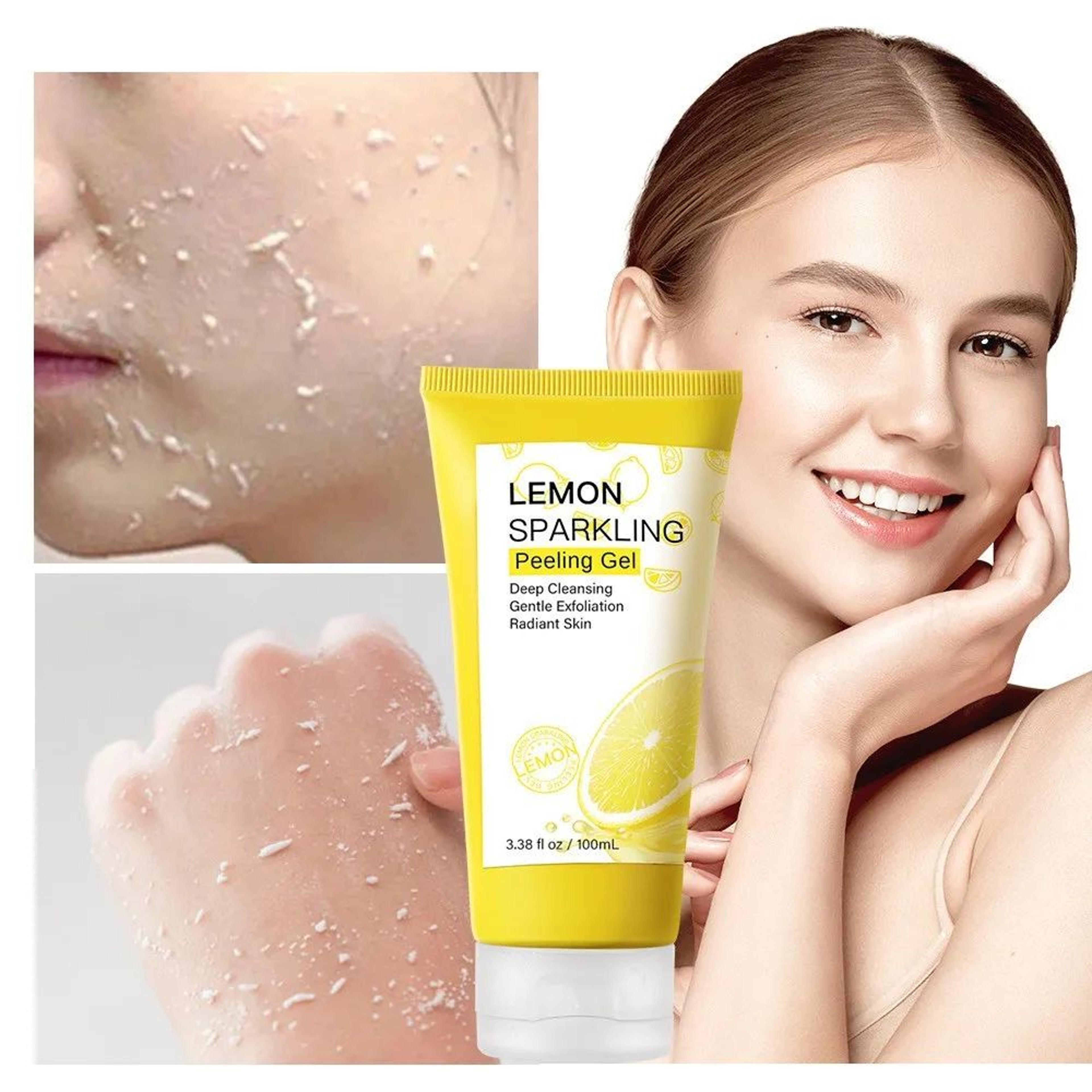 Lemon Sparkling Peeling Gel Face Exfoliator  Brightening Dead Skin Remover For Smooth Clear Skin 1