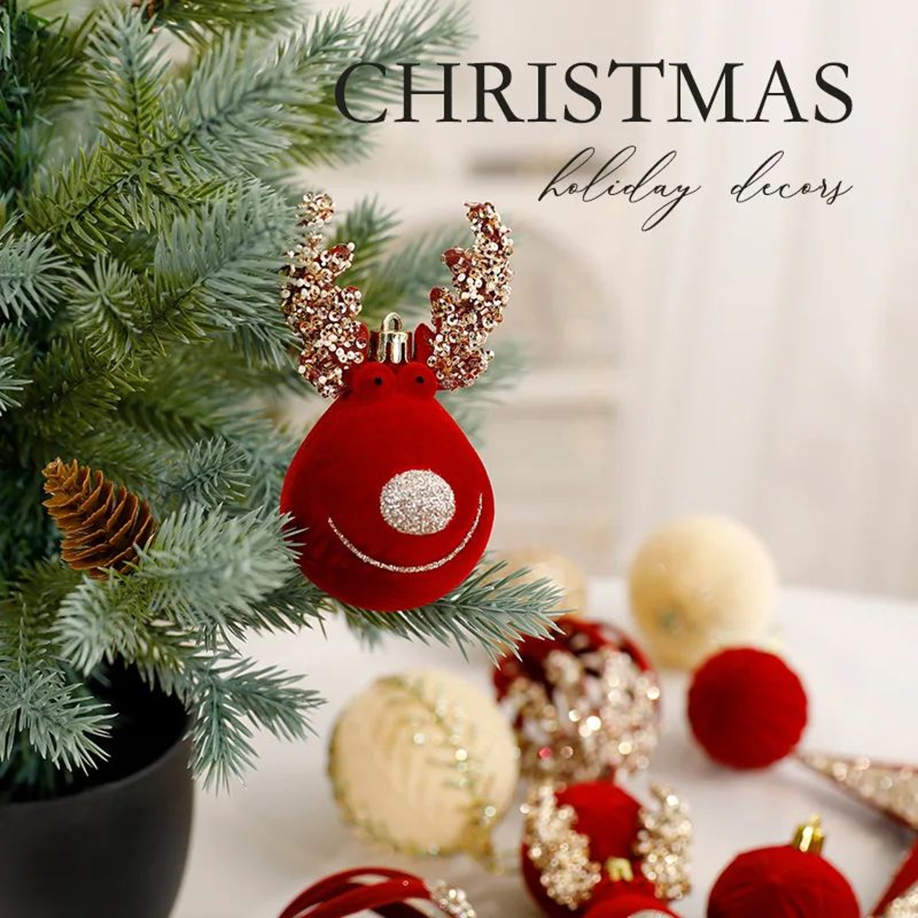 Premium Flocked Christmas Ball Ornaments  Elegant Christmas Tree Decorations  Window Display Orname 2