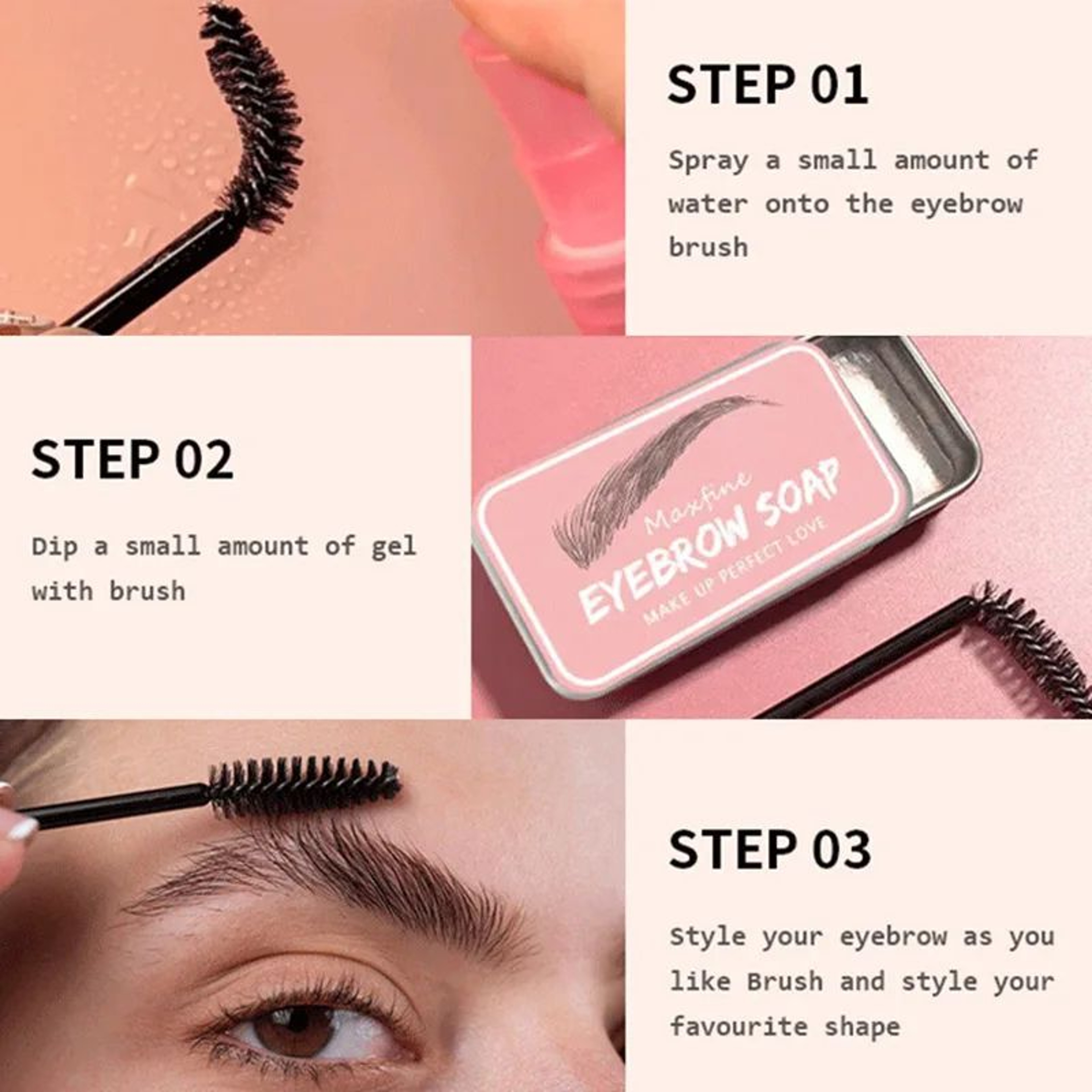 MAXFINE Clear Brow Soap  Eyebrow Setting Gel For AllDay Lift 10g 2