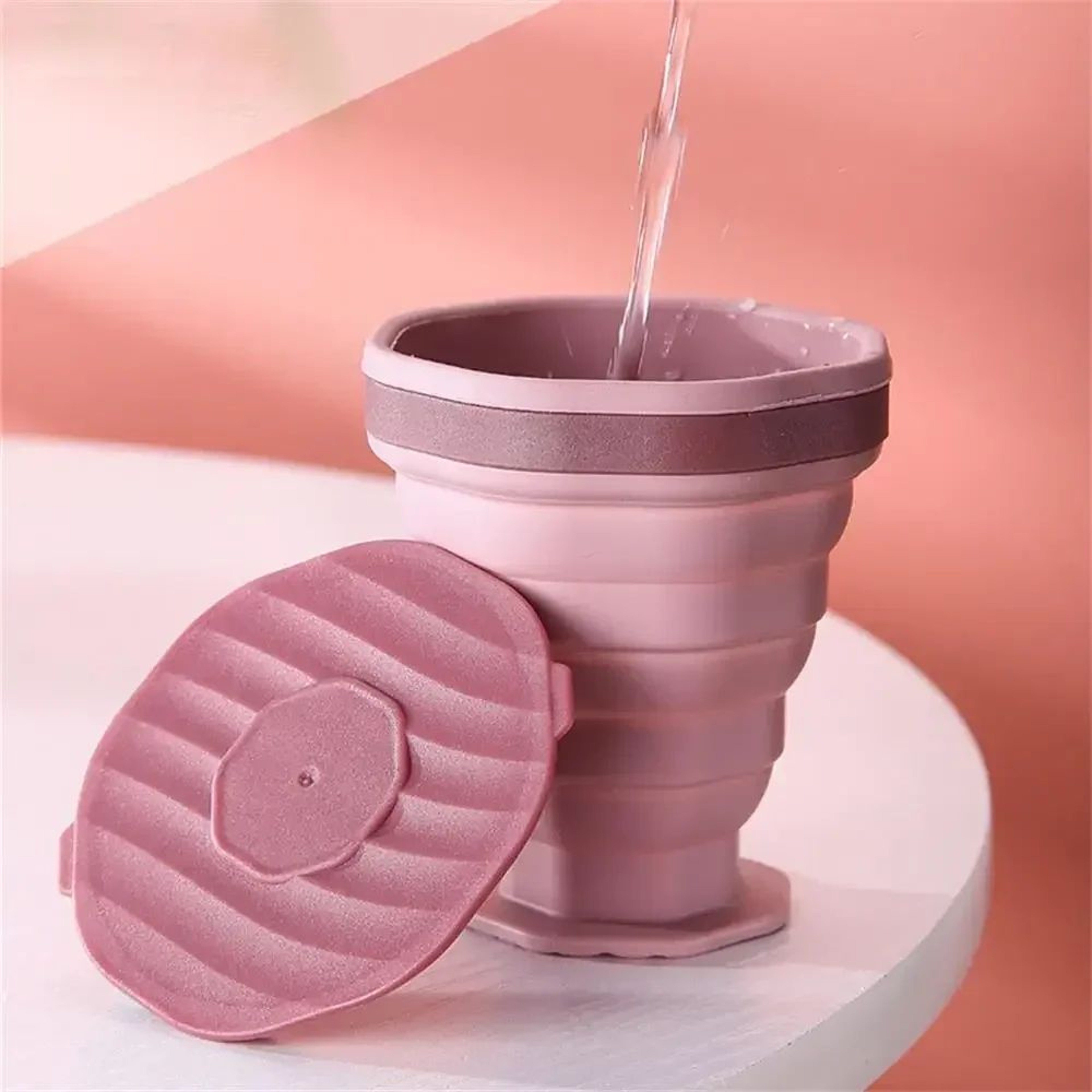 Collapsible Silicone Cup With Lid Foldable Travel Cup For Coffee Water  Mouthwash 4
