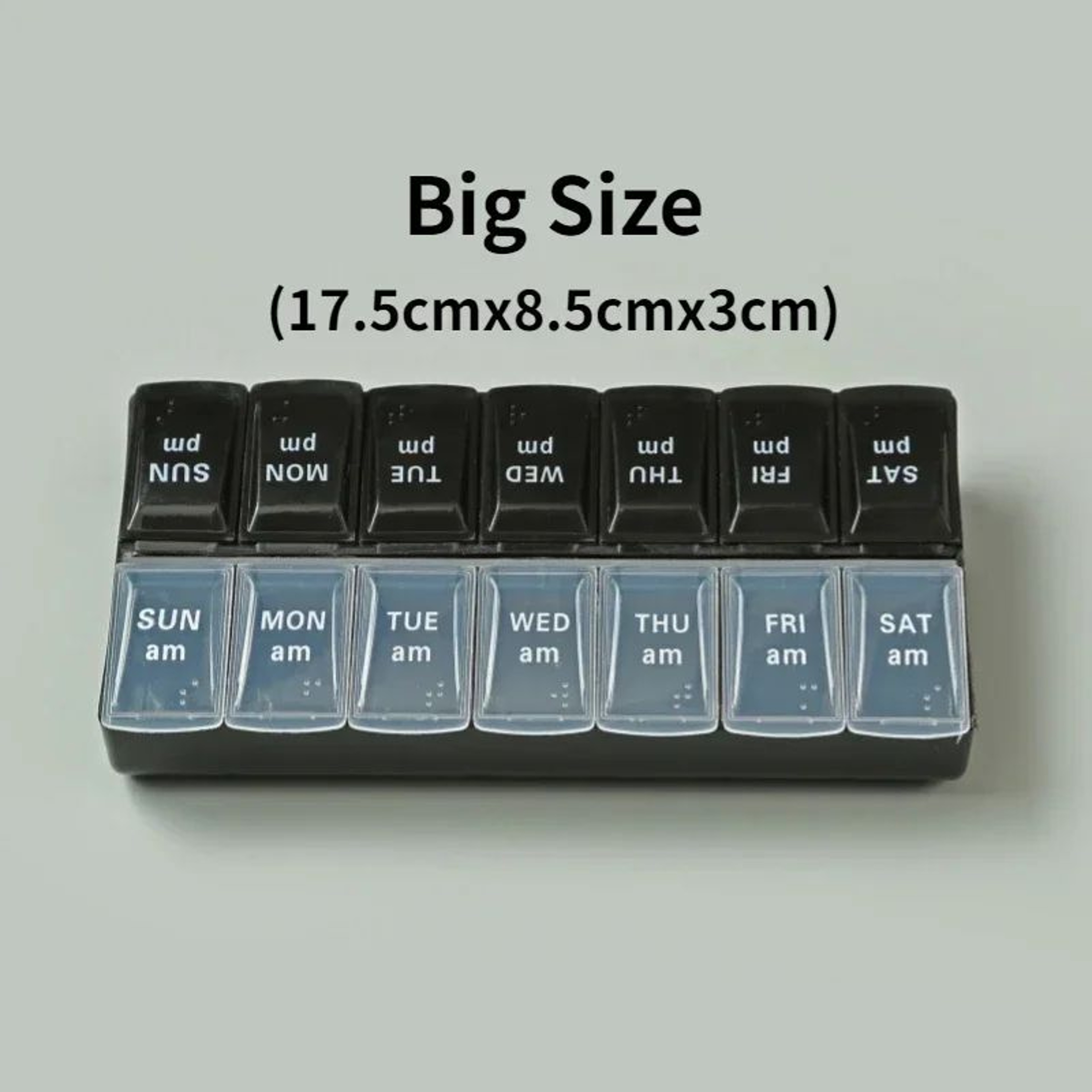 Portable 7 Day Pill Organizer Travel Case With 14 Compartments AM PM Weekly Pill Box 13