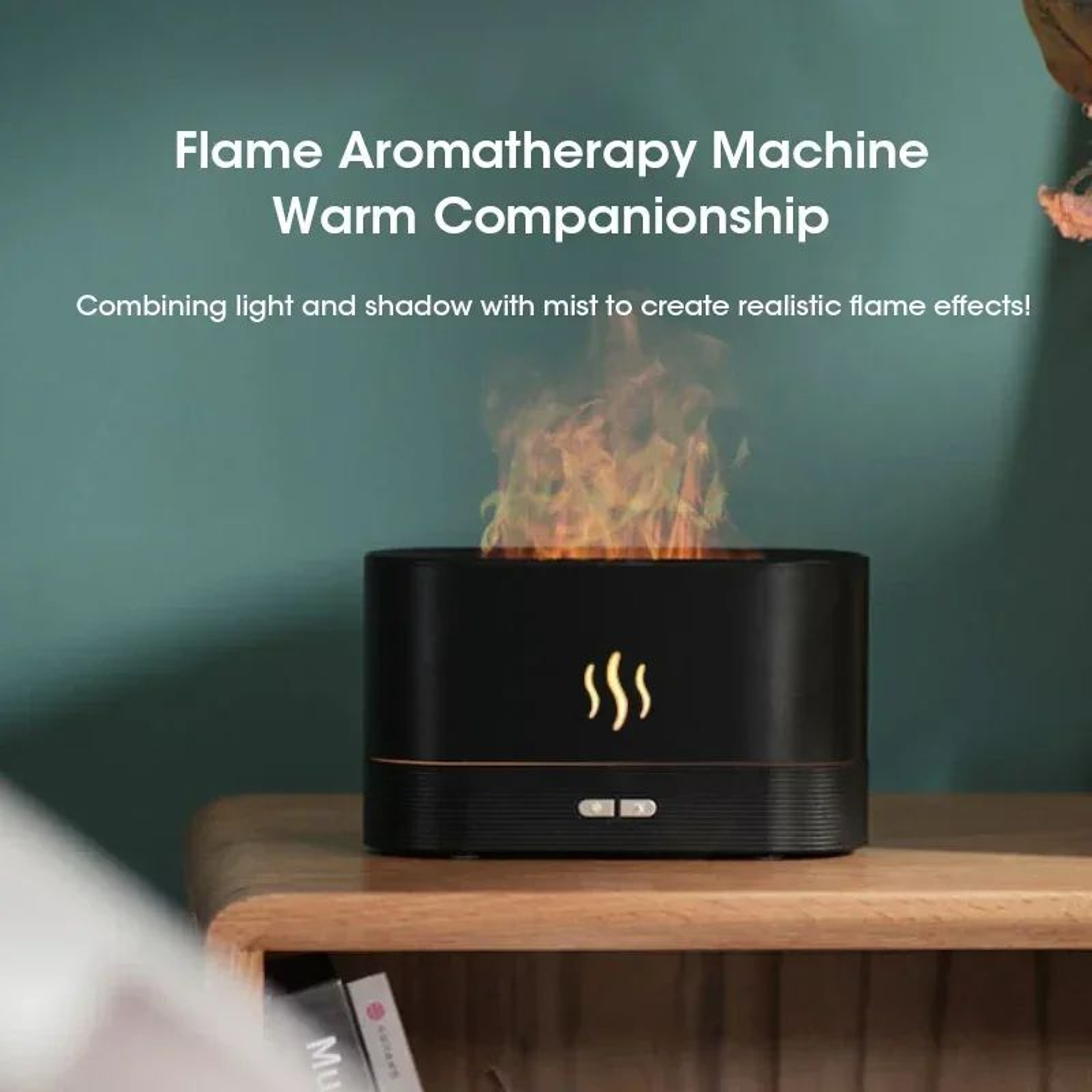 Flame Effect Aromatherapy Diffuser Ultrasonic Humidifier With LED Ambient Light 1