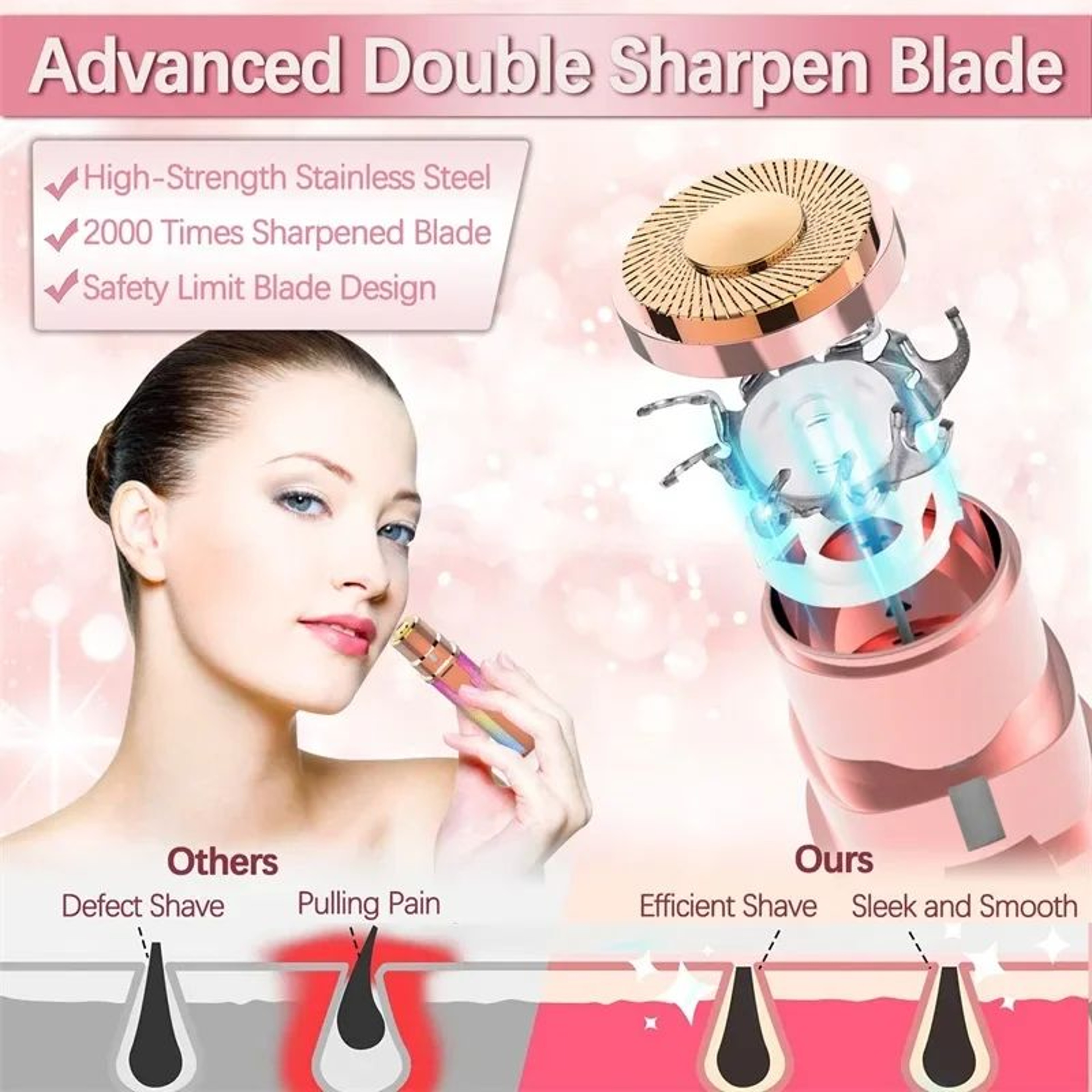 2in1 Electric Eyebrow Trimmer With LED Light  Painless Brow Shaper  Facial Hair Remover 4