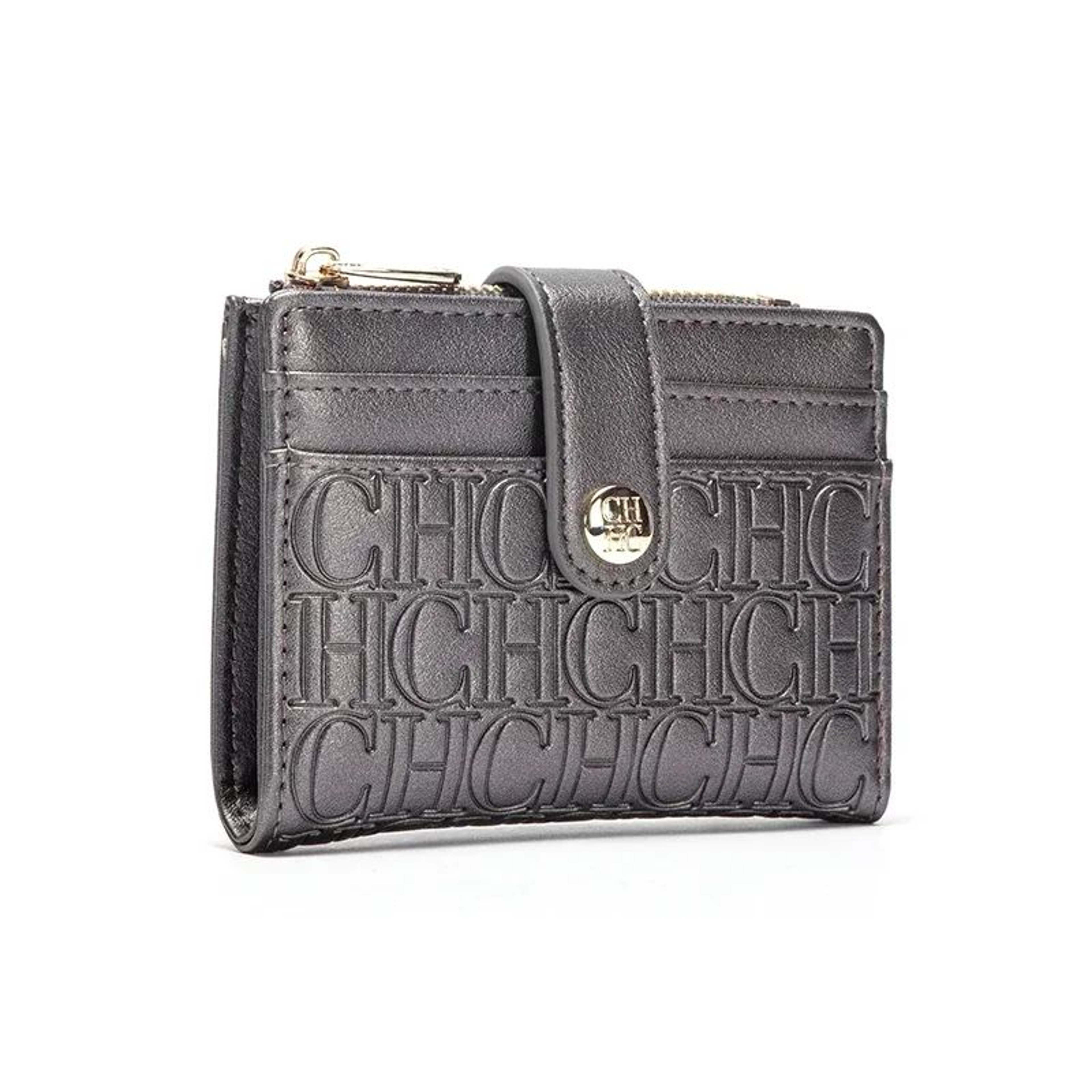 CH Compact PU Leather Card Holder Wallet For Women Small SnapClosure Wallet 3